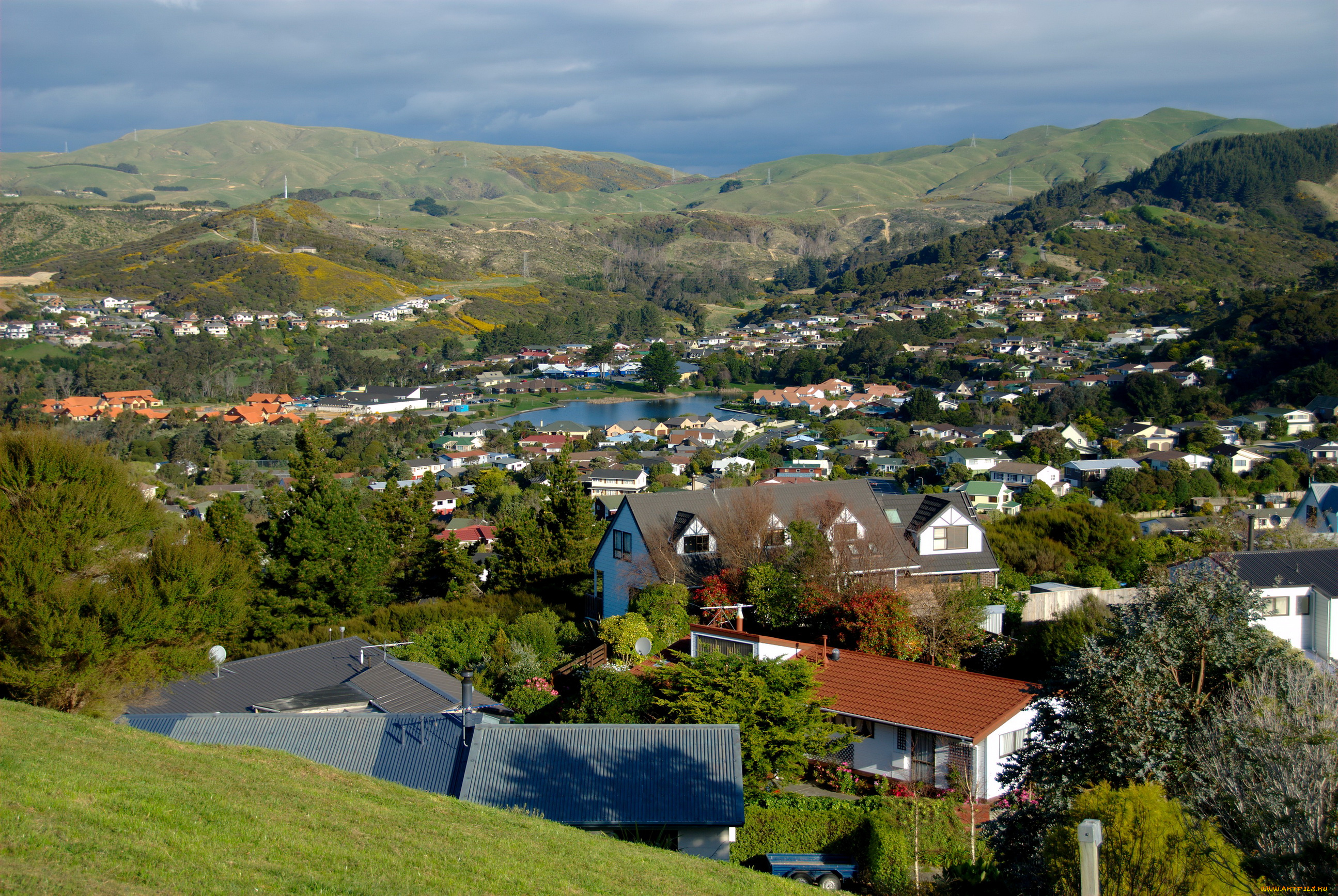 whitby, new, zealand, города, пейзажи, панорама, дома
