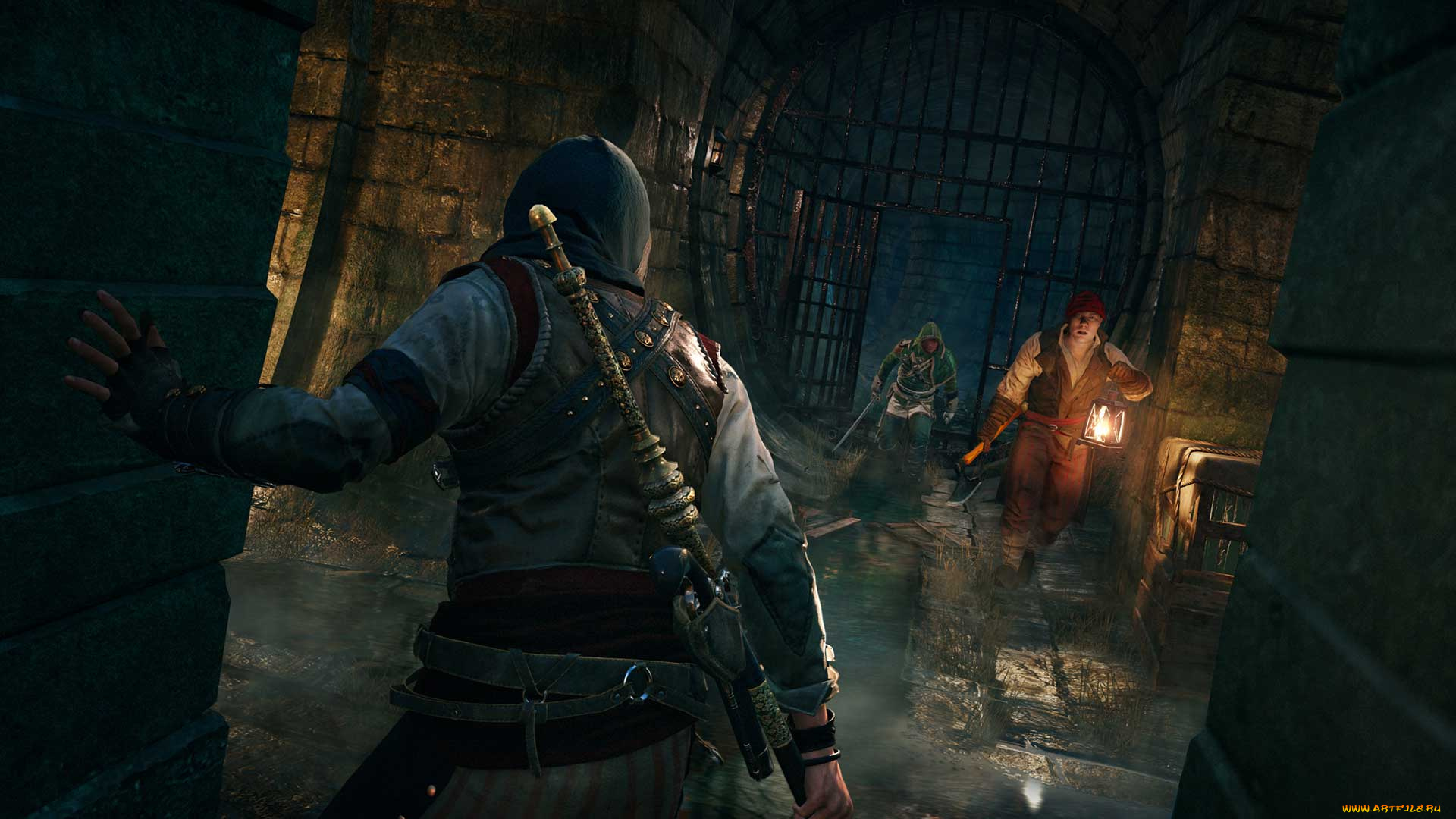 assassin`s, creed, unity, видео, игры, -, assassin`s, creed, unity, солдаты, мужчина, фонарь