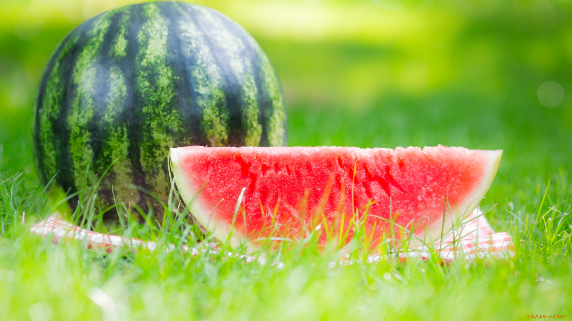 еда, арбуз, cloves, grass, watermelon, дольки, nature, травка, природа