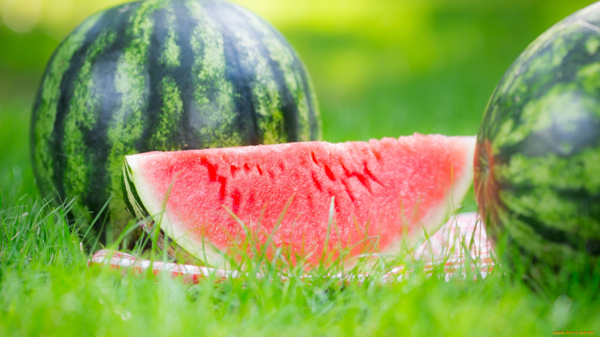 еда, арбуз, cloves, watermelon, grass, nature, дольки, травка, природа