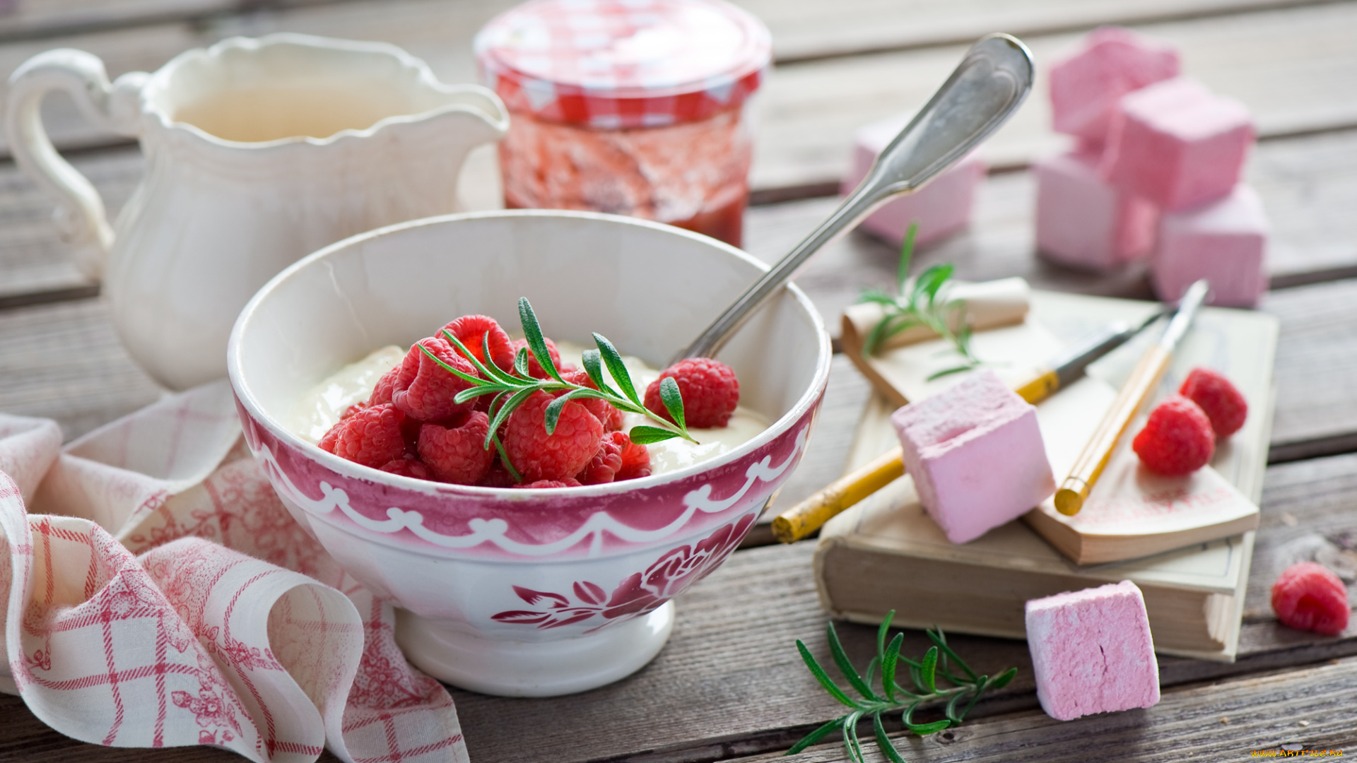 еда, разное, ягоды, завтрак, малина, творог