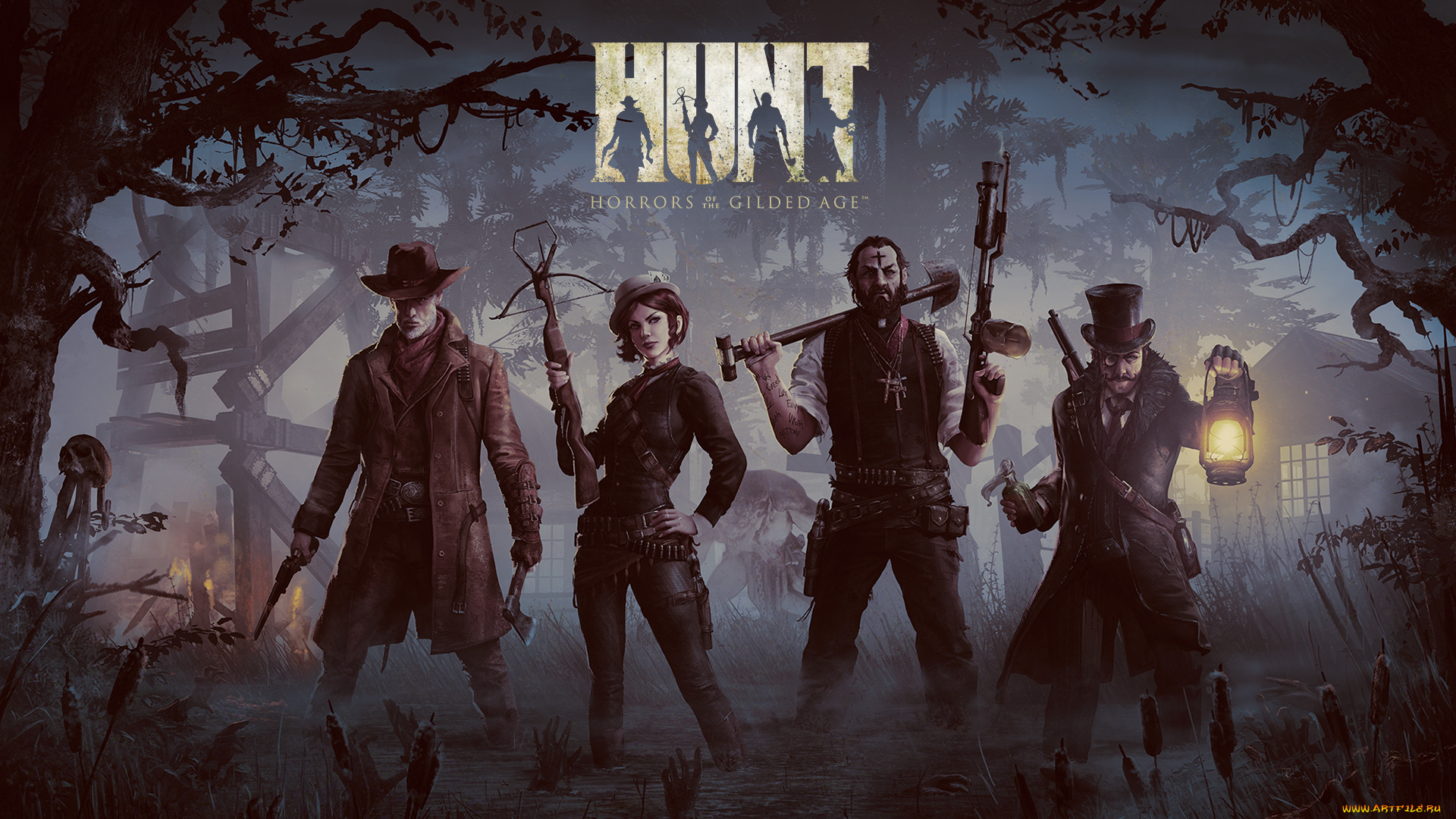 hunt, , horrors, of, the, gilded, age, видео, игры, арбалет, лопата