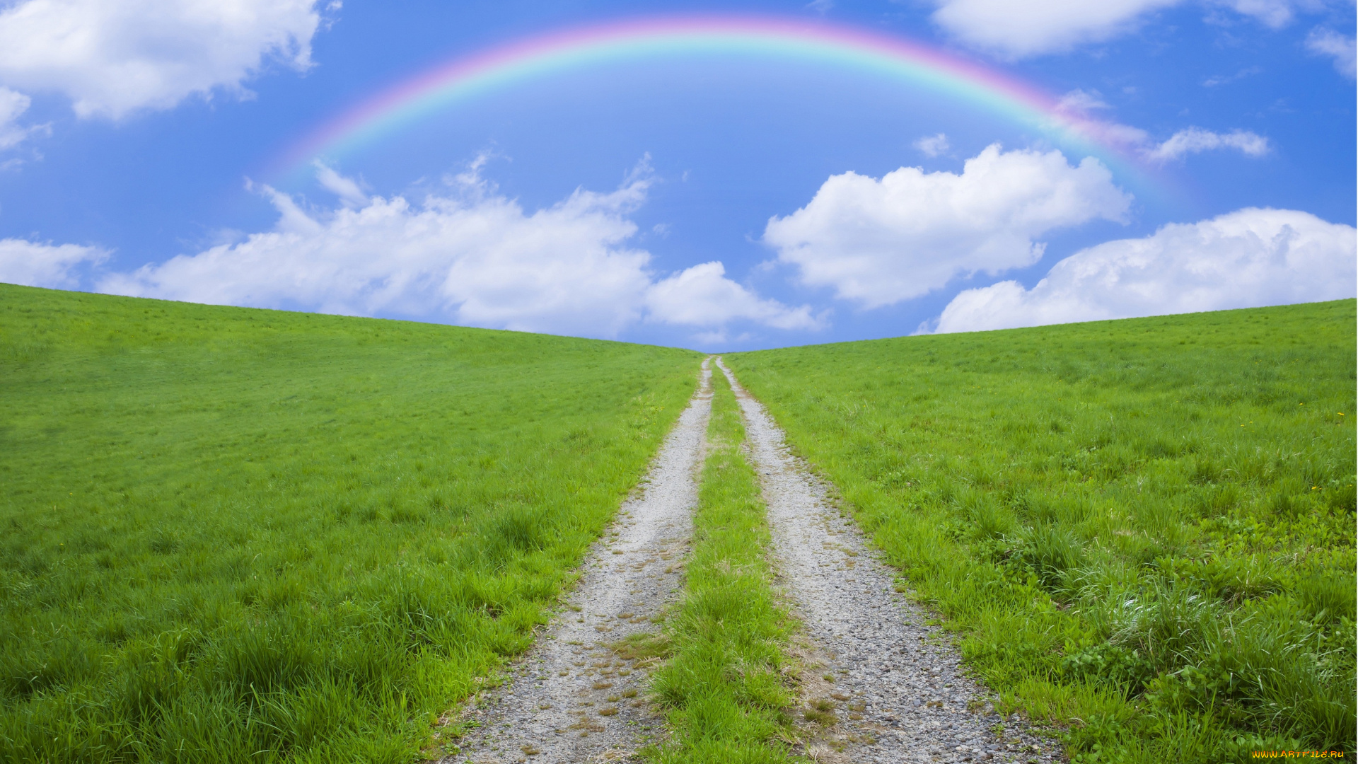 природа, дороги, дорога, небо, радуга