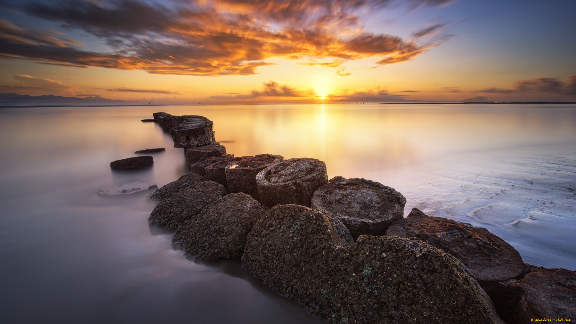 природа, восходы, закаты, заря, горизонт, коса, побережье