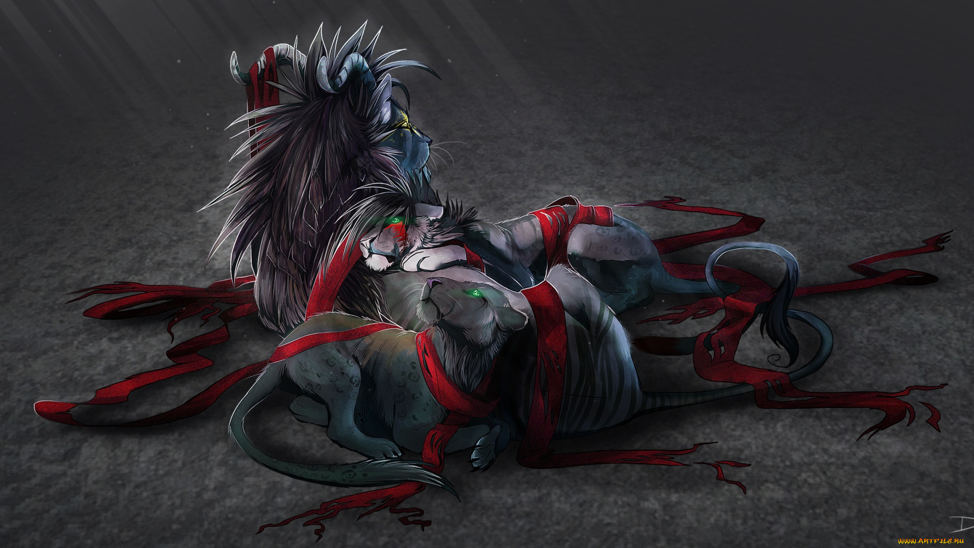 рисованные, животные, , сказочные, , мифические, львы