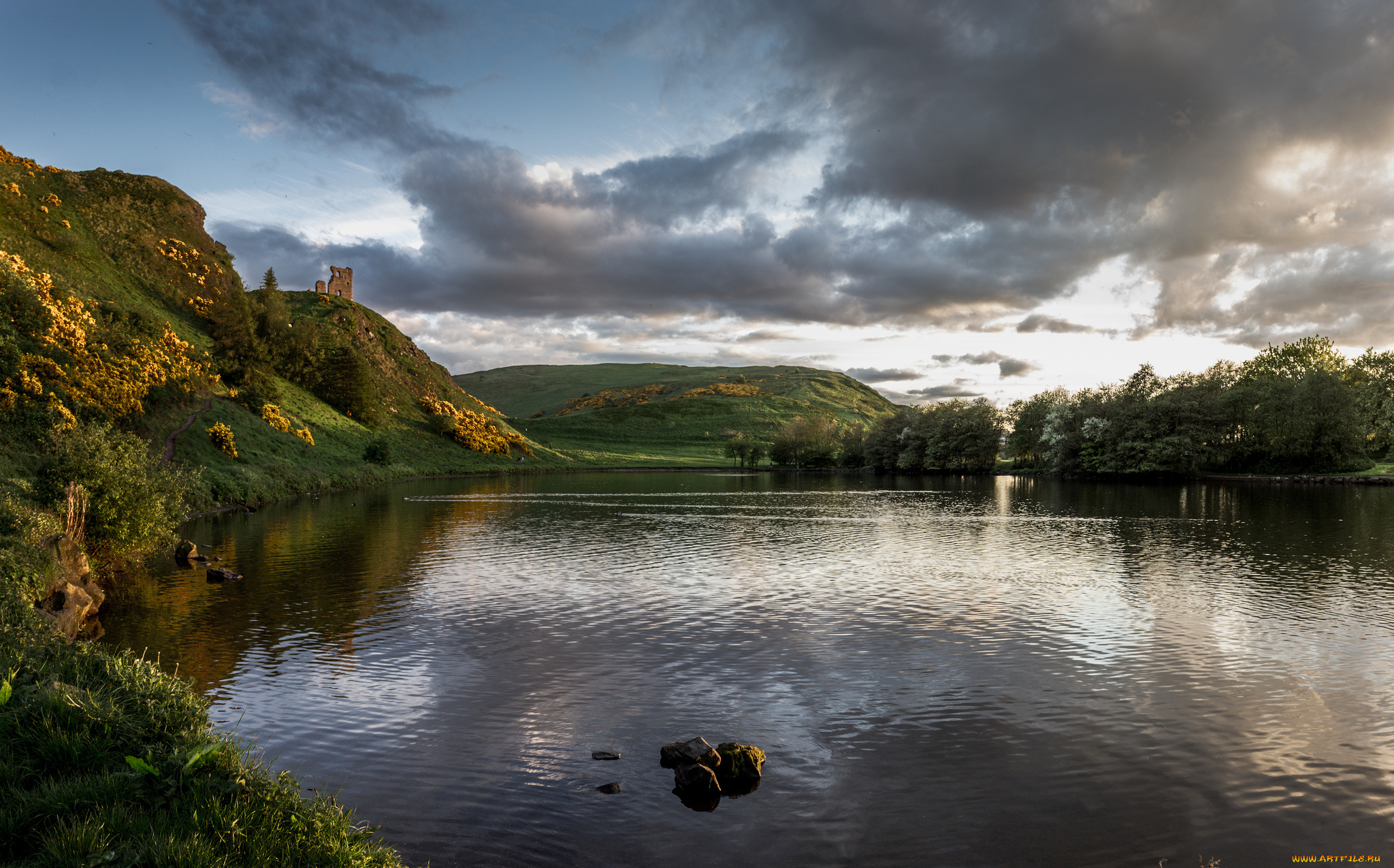 природа, реки, озера, река, холмы, лес