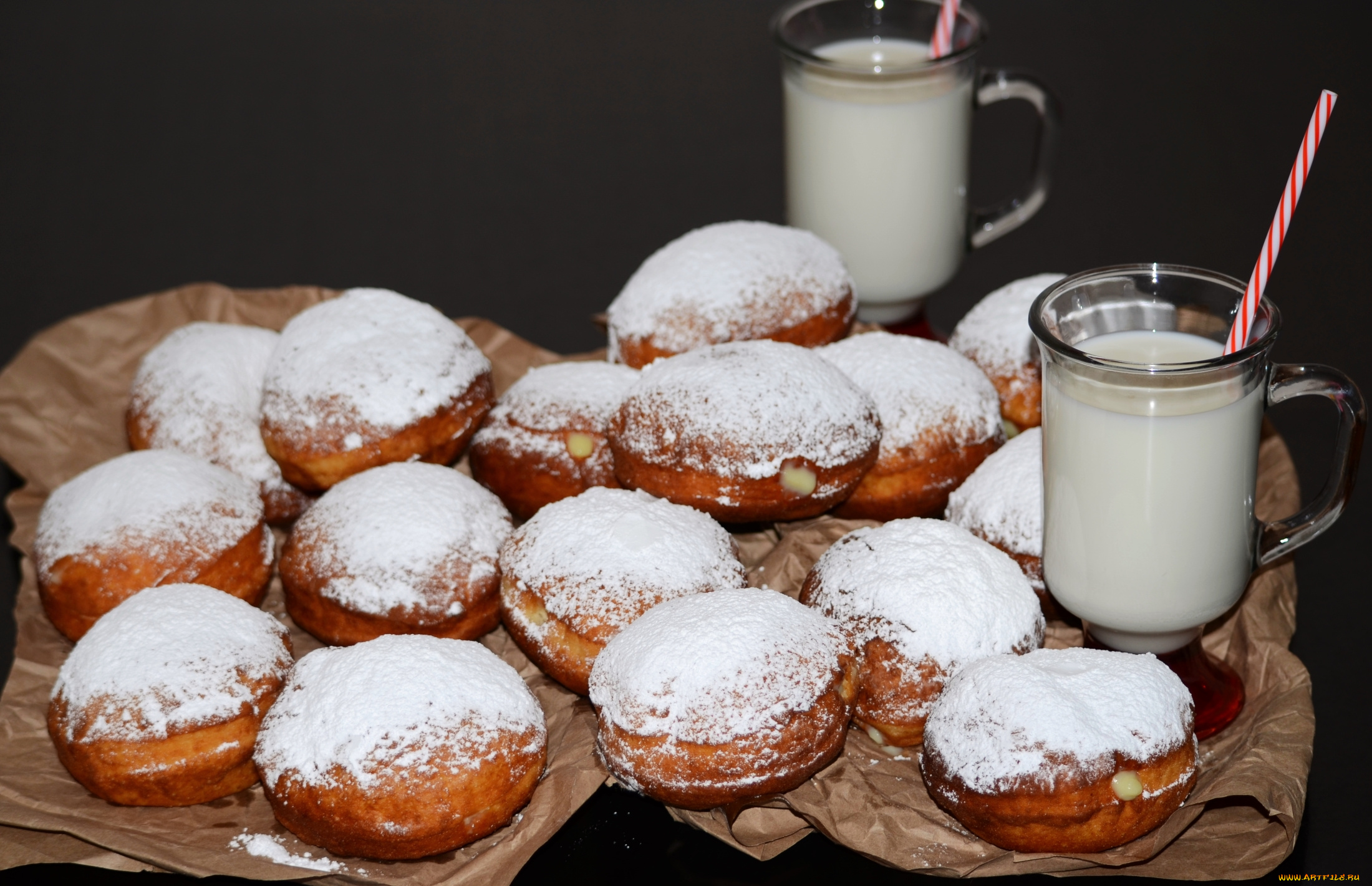 еда, хлеб, , выпечка, молоко, пончики