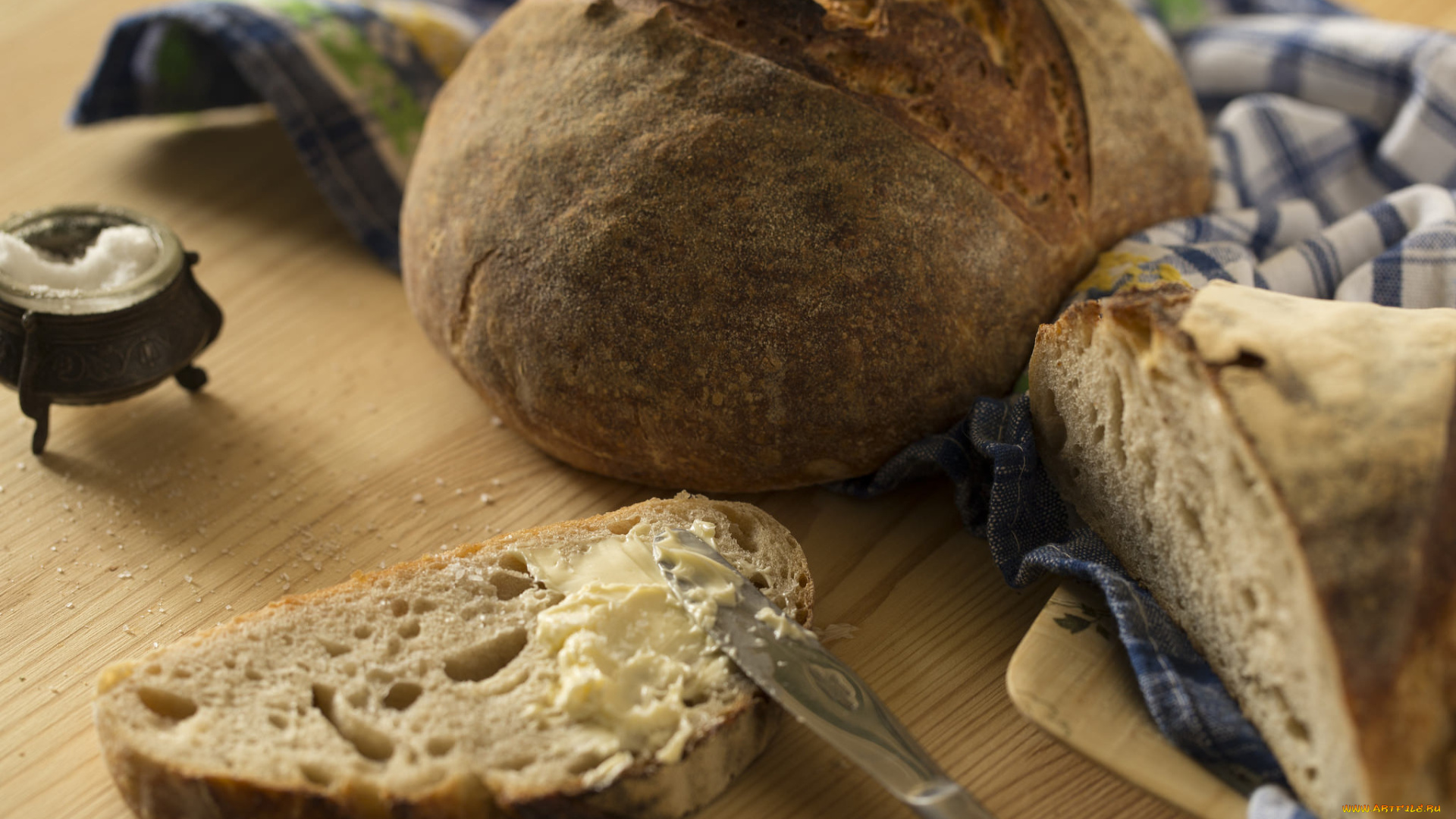 еда, хлеб, , выпечка, масло, ломоть, каравай