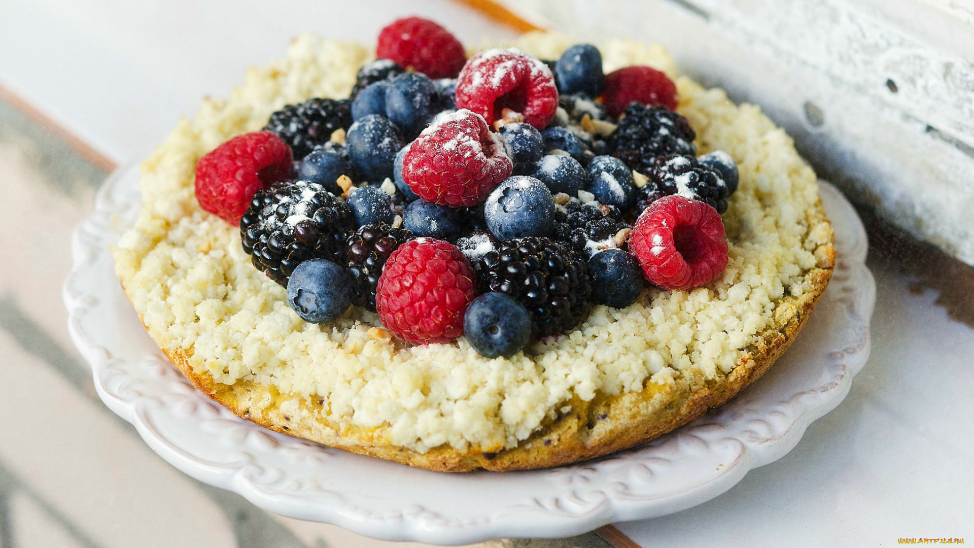 еда, пироги, пирог, тарт, ягоды, малина, черника, ежевика