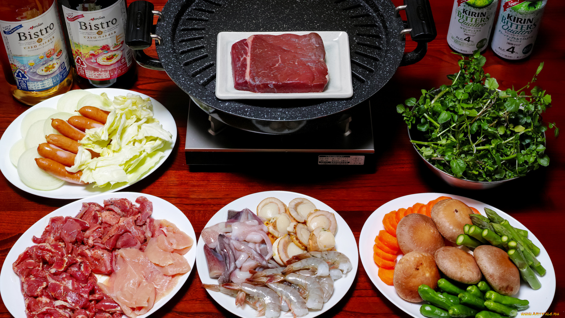 еда, разное, креветки, напитки, овощи, мясо