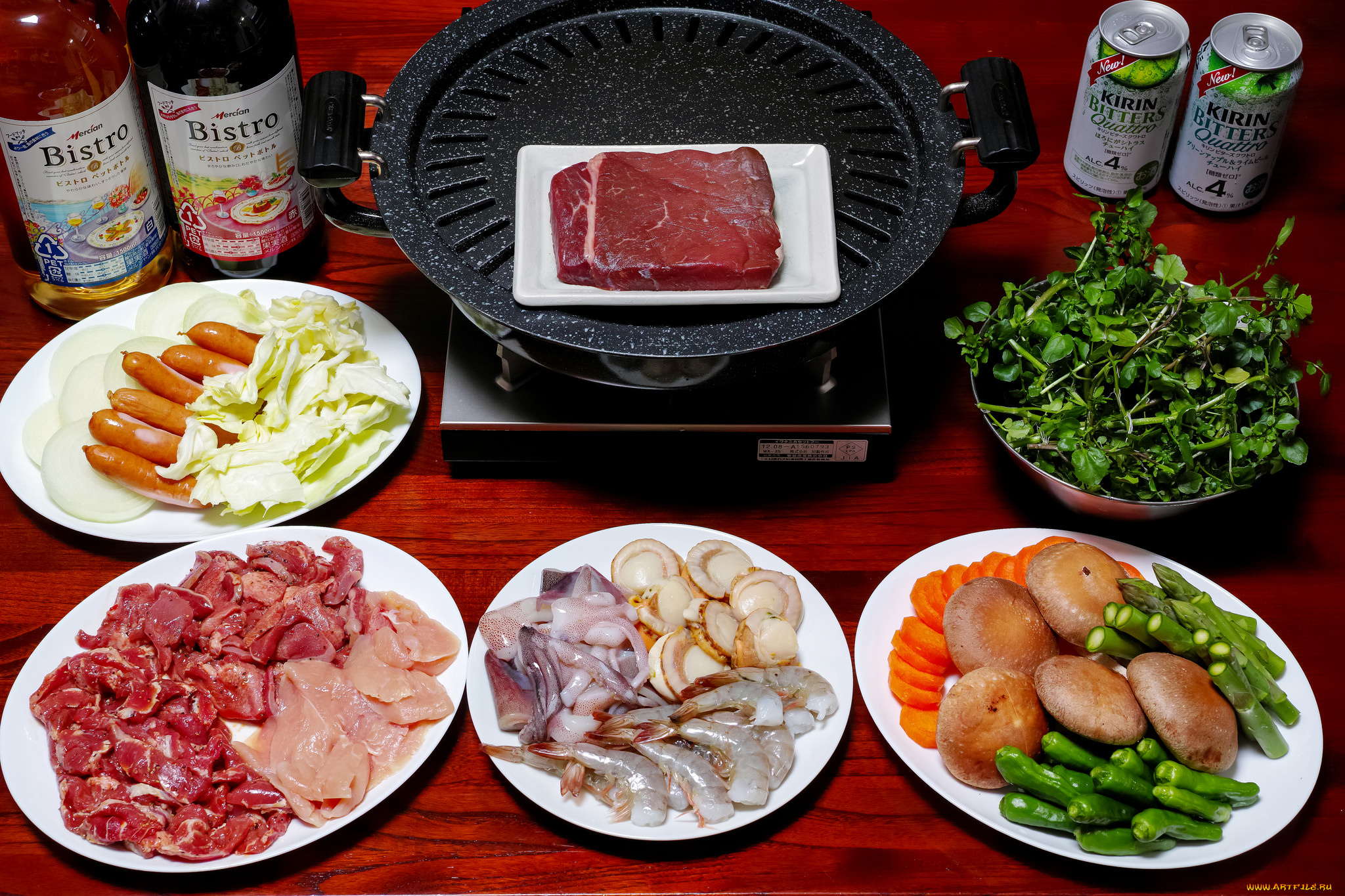 еда, разное, креветки, напитки, овощи, мясо