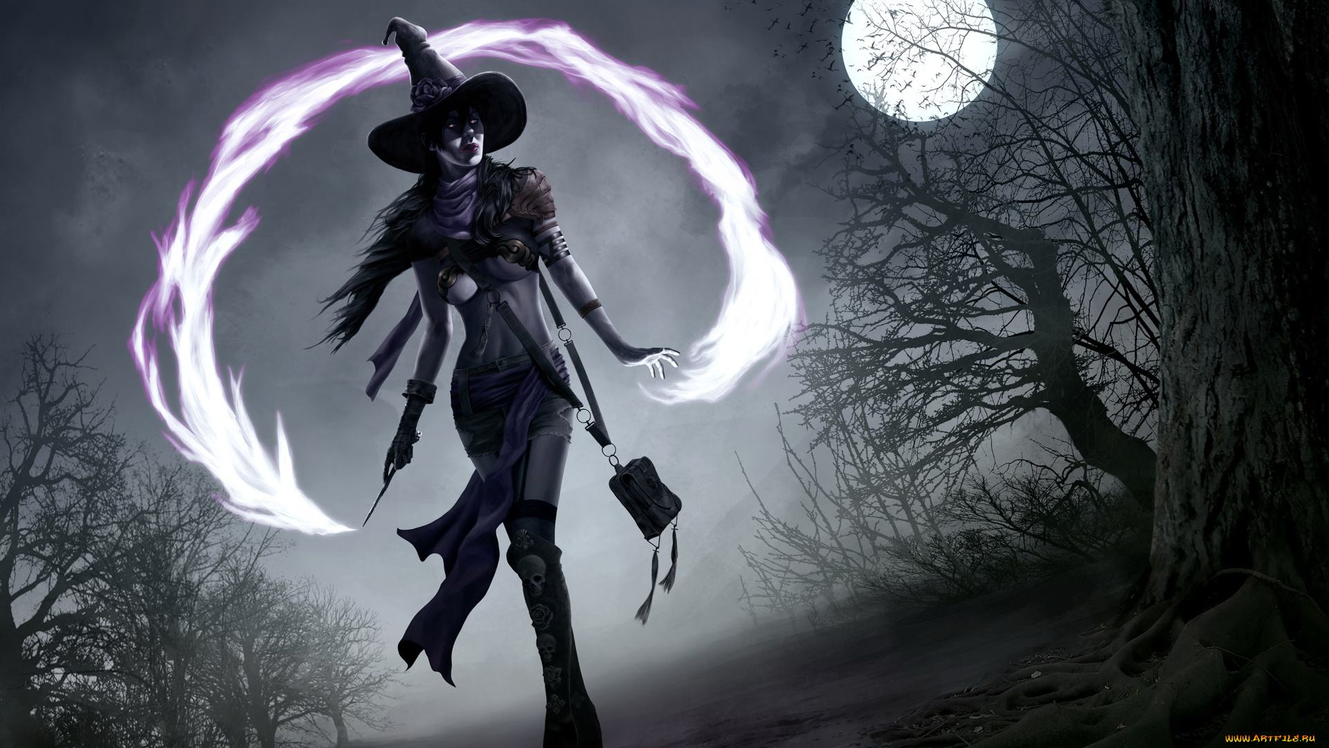 фэнтези, маги, , волшебники, ночь, колдунья, луна, магия, ведьма, полная, девушка