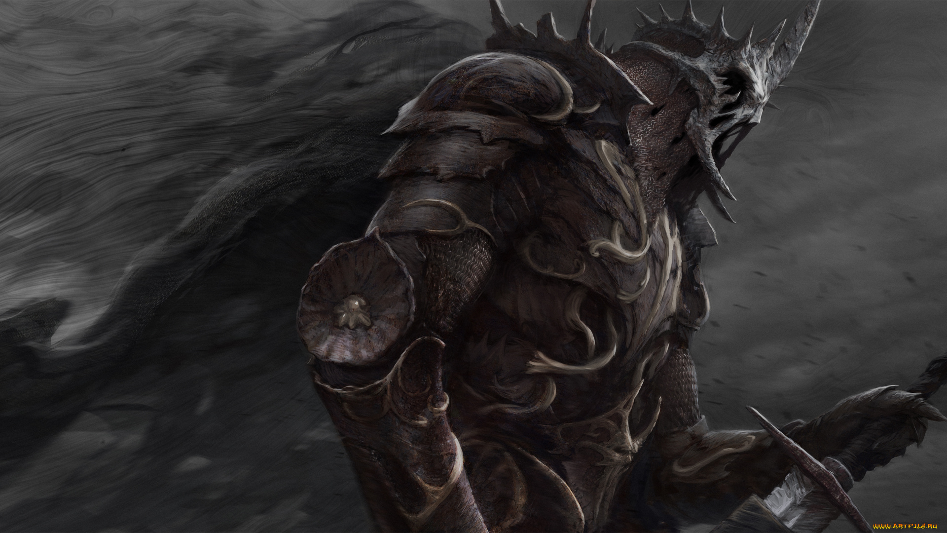 фэнтези, нежить, фантастика, арт, король, броня, воин, меч, плащ