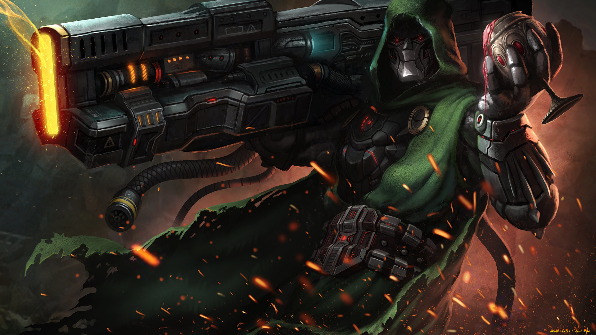 фэнтези, роботы, , киборги, , механизмы, оружие, плащ, sci-fi, фантастика, арт, doctor, doom