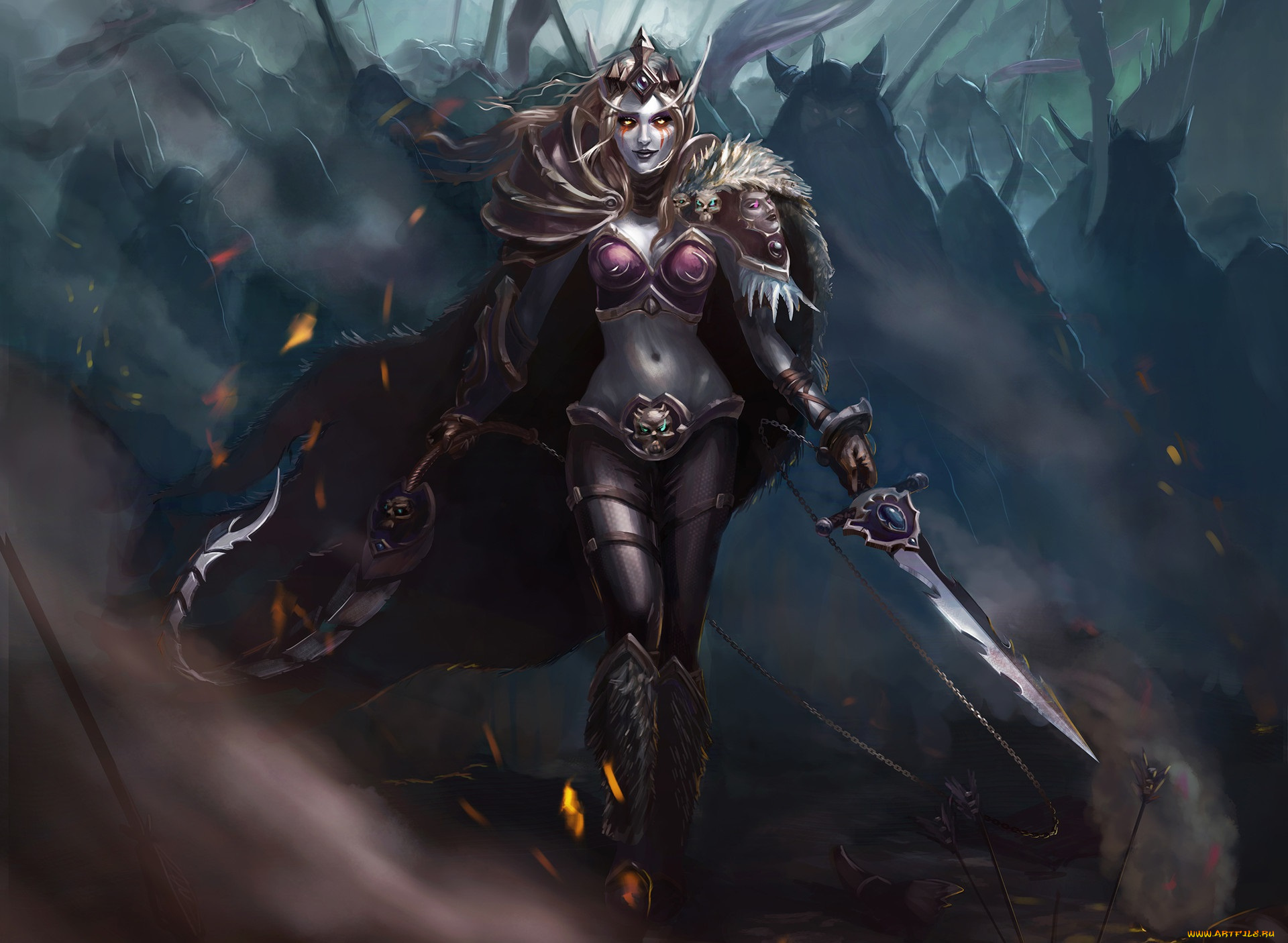 фэнтези, эльфы, fantasy, темная, эльфийка, эльф, взгляд, плащ, доспехи, оружие