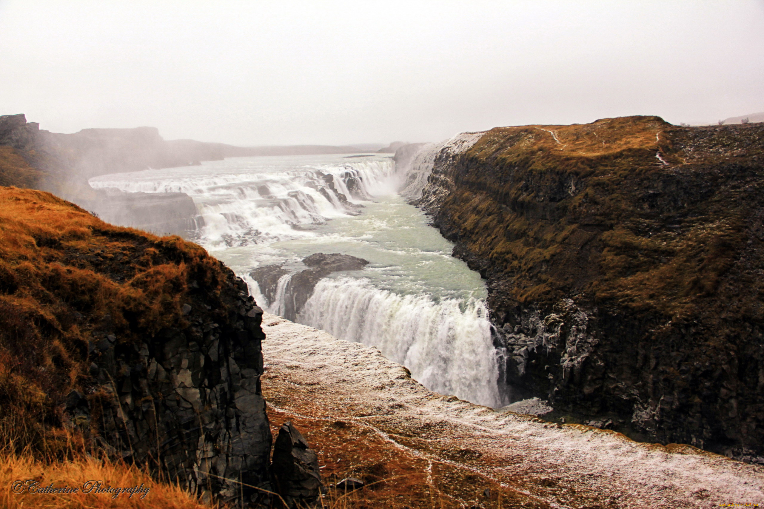 природа, водопады, скалы, поток