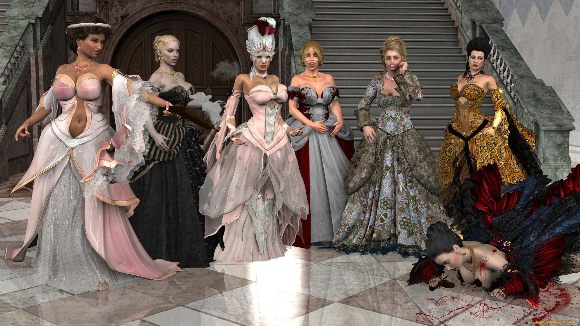 3д, графика, люди, , people, девушки, фон, взгляд