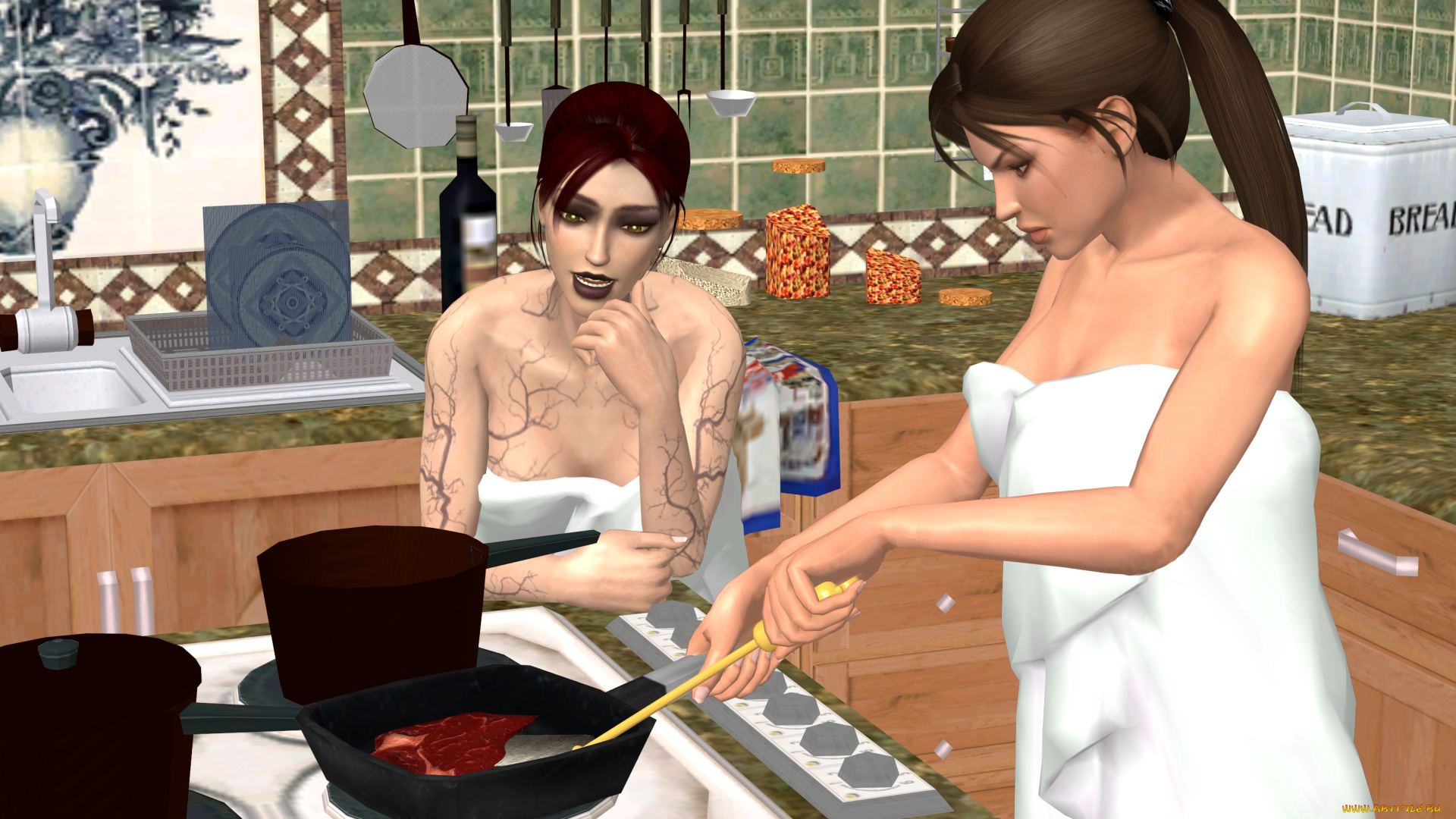 3д, графика, люди, , people, фон, взгляд, девушки