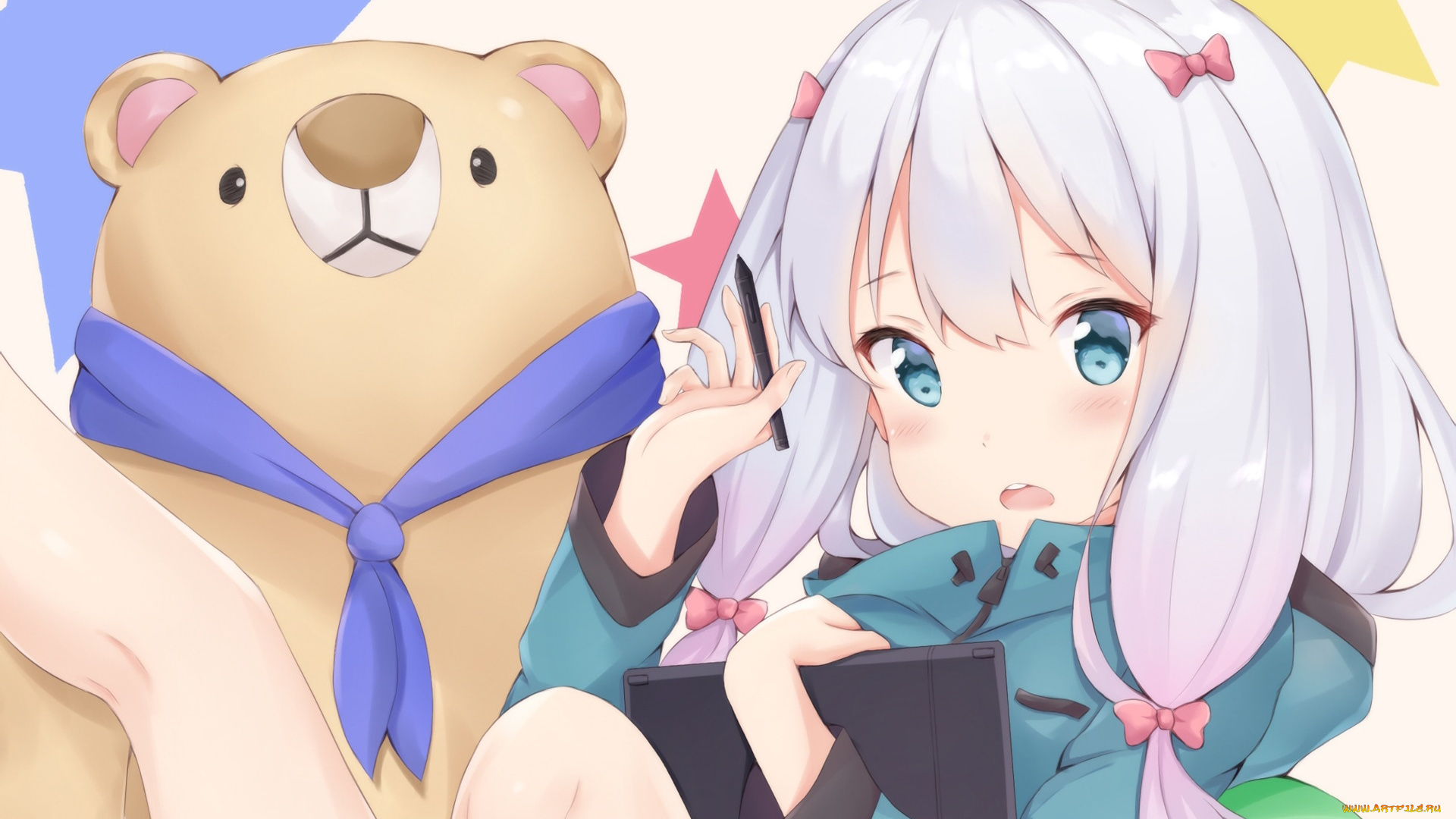 аниме, eromanga-sensei, фон, взгляд, девушка