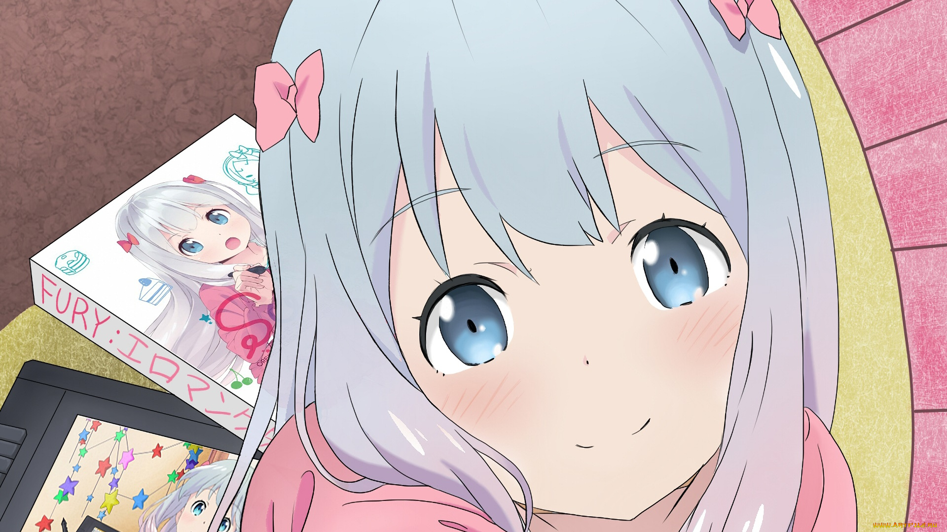 аниме, eromanga-sensei, фон, взгляд, девушка