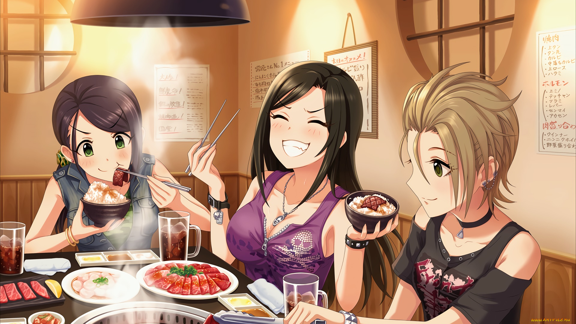 аниме, idolm@ster, фон, взгляд, девушки