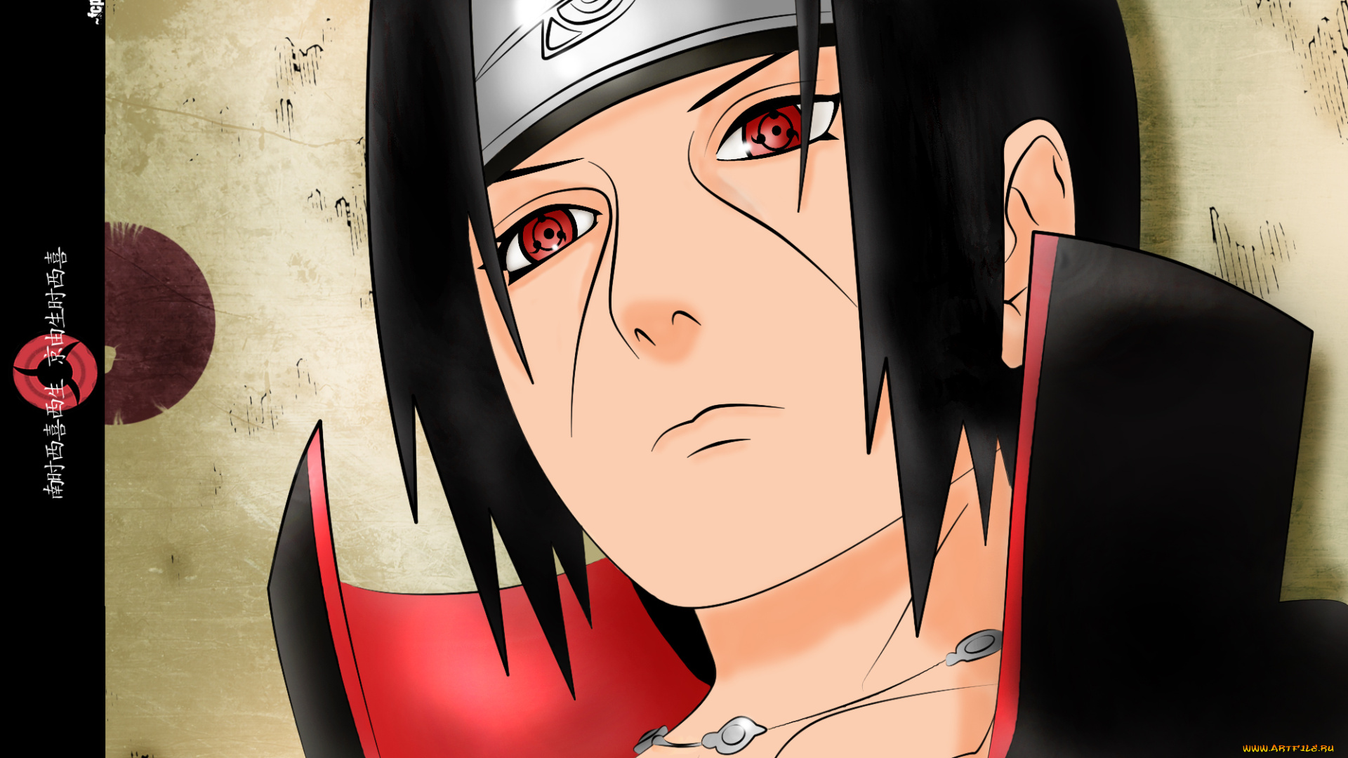 аниме, naruto, лицо, шаринган, итачи, учиха