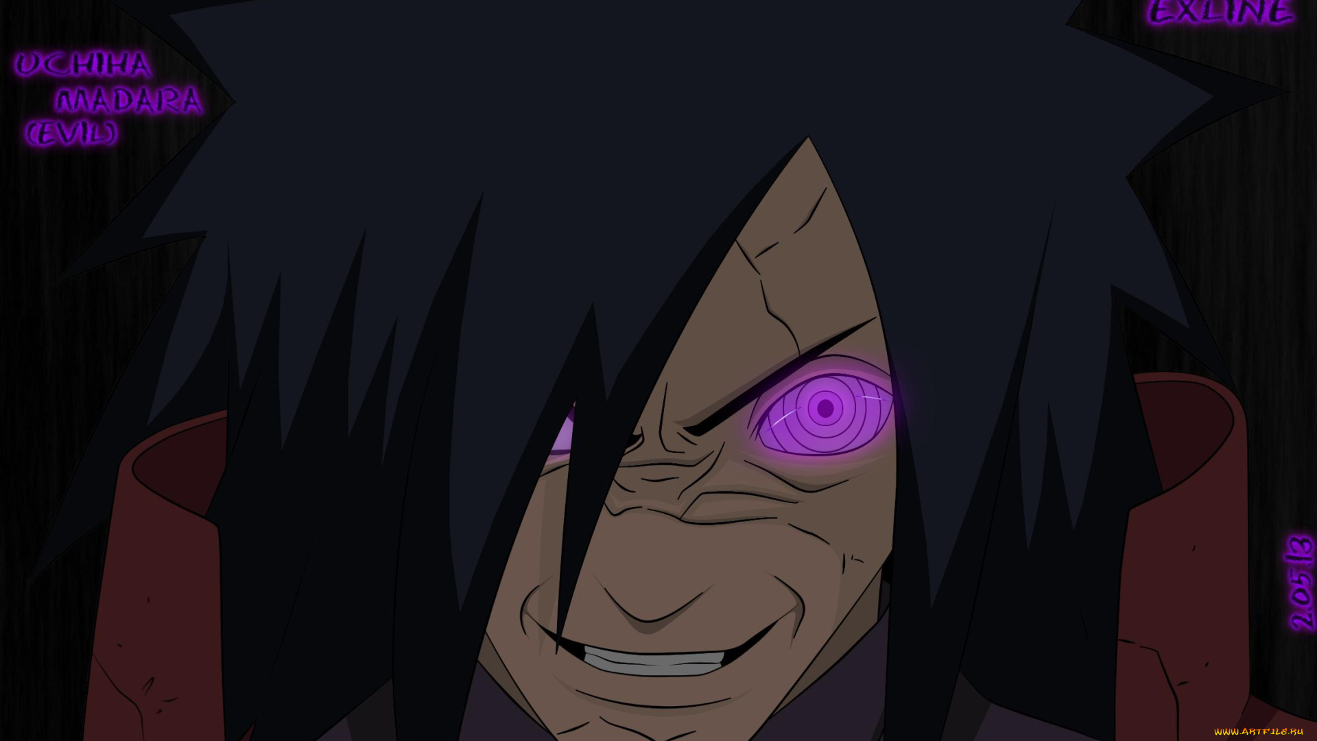 аниме, naruto, трещины, глаза, мадара, лицо, учиха