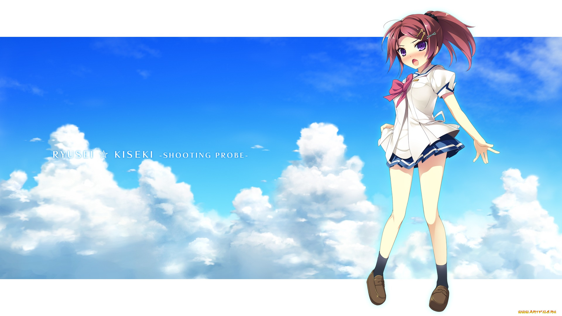 аниме, ryuusei, kiseki, -shooting, probe, фон, взгляд, девушка