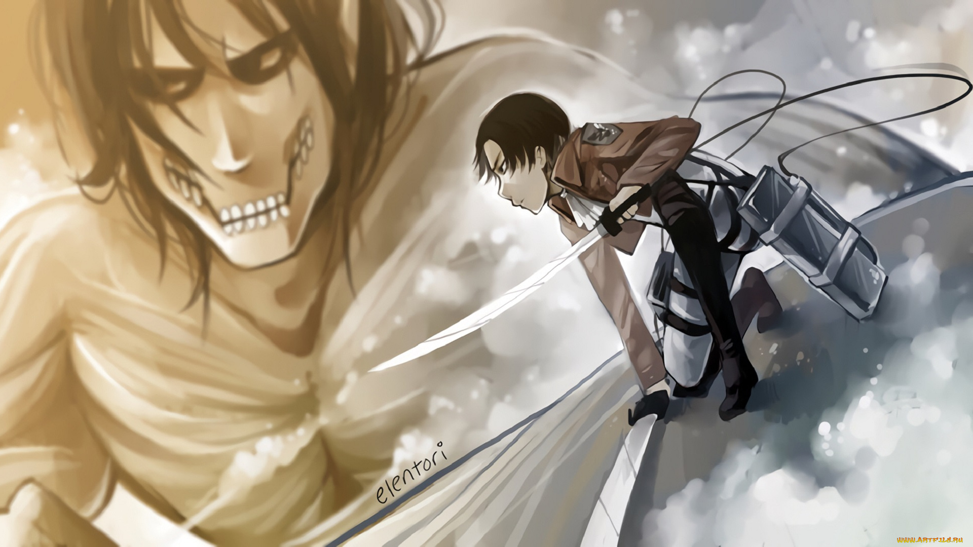 аниме, shingeki, no, kyojin, атака, титанов