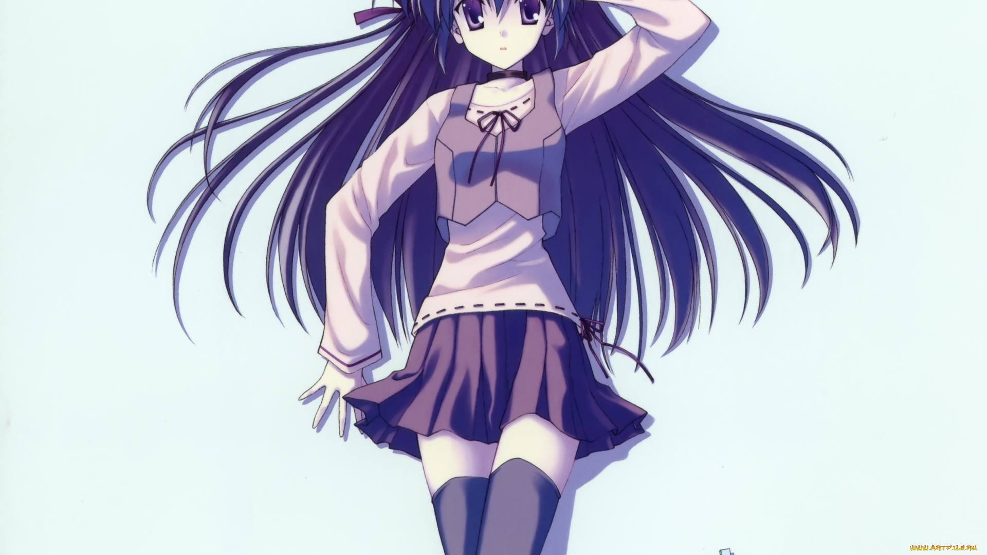 аниме, sola, фон, взгляд, девушка