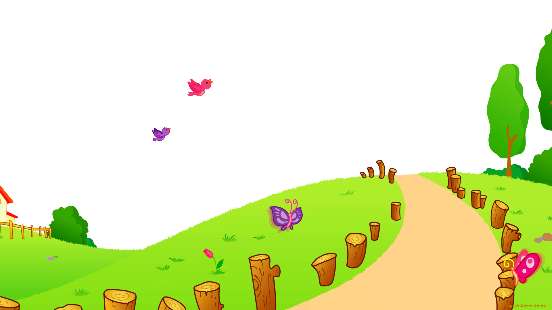 векторная, графика, природа, , nature, луг, цветы