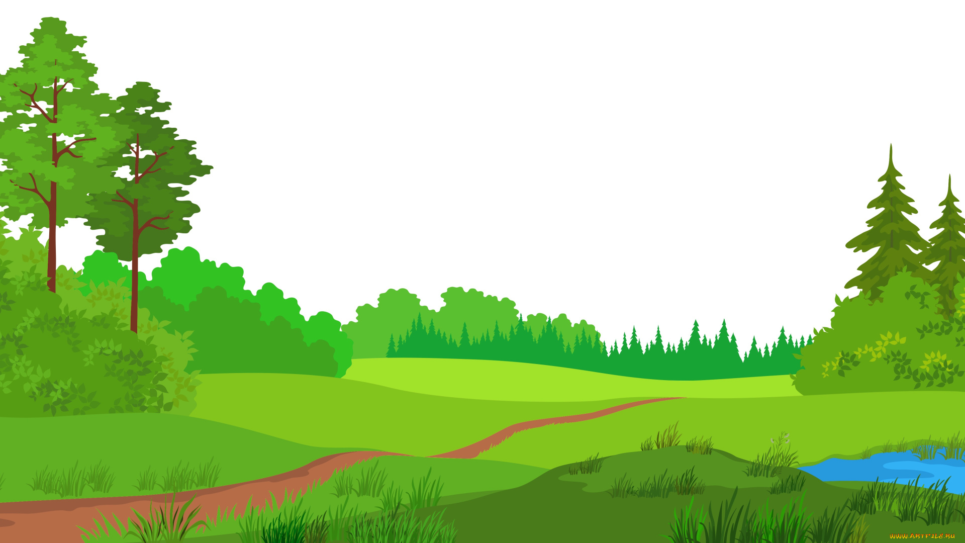 векторная, графика, природа, , nature, луг, дорога