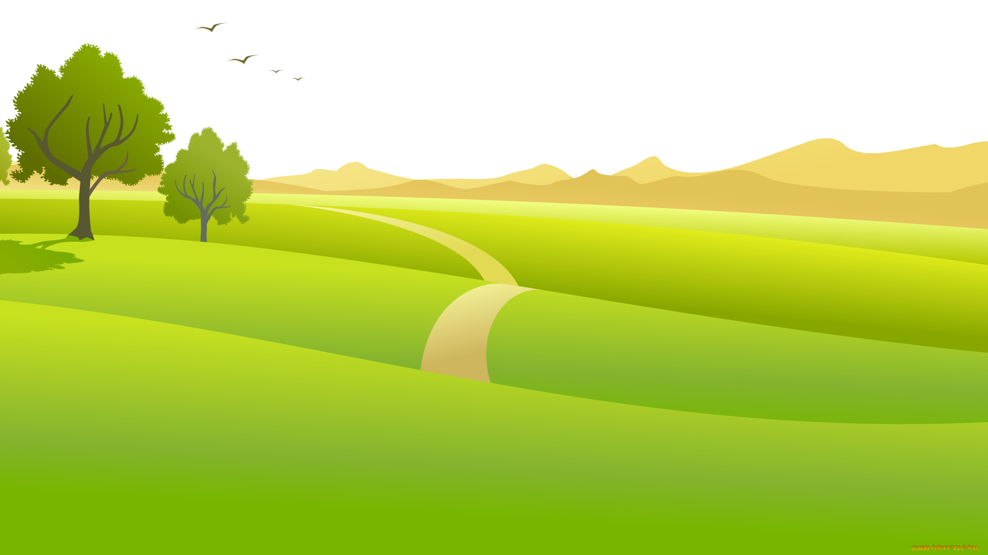 векторная, графика, природа, , nature, луг, глры