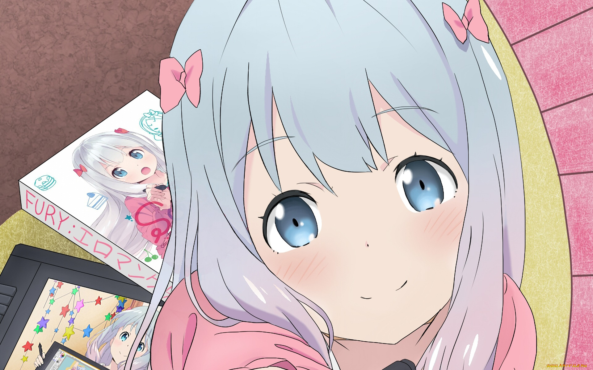 аниме, eromanga-sensei, фон, взгляд, девушка