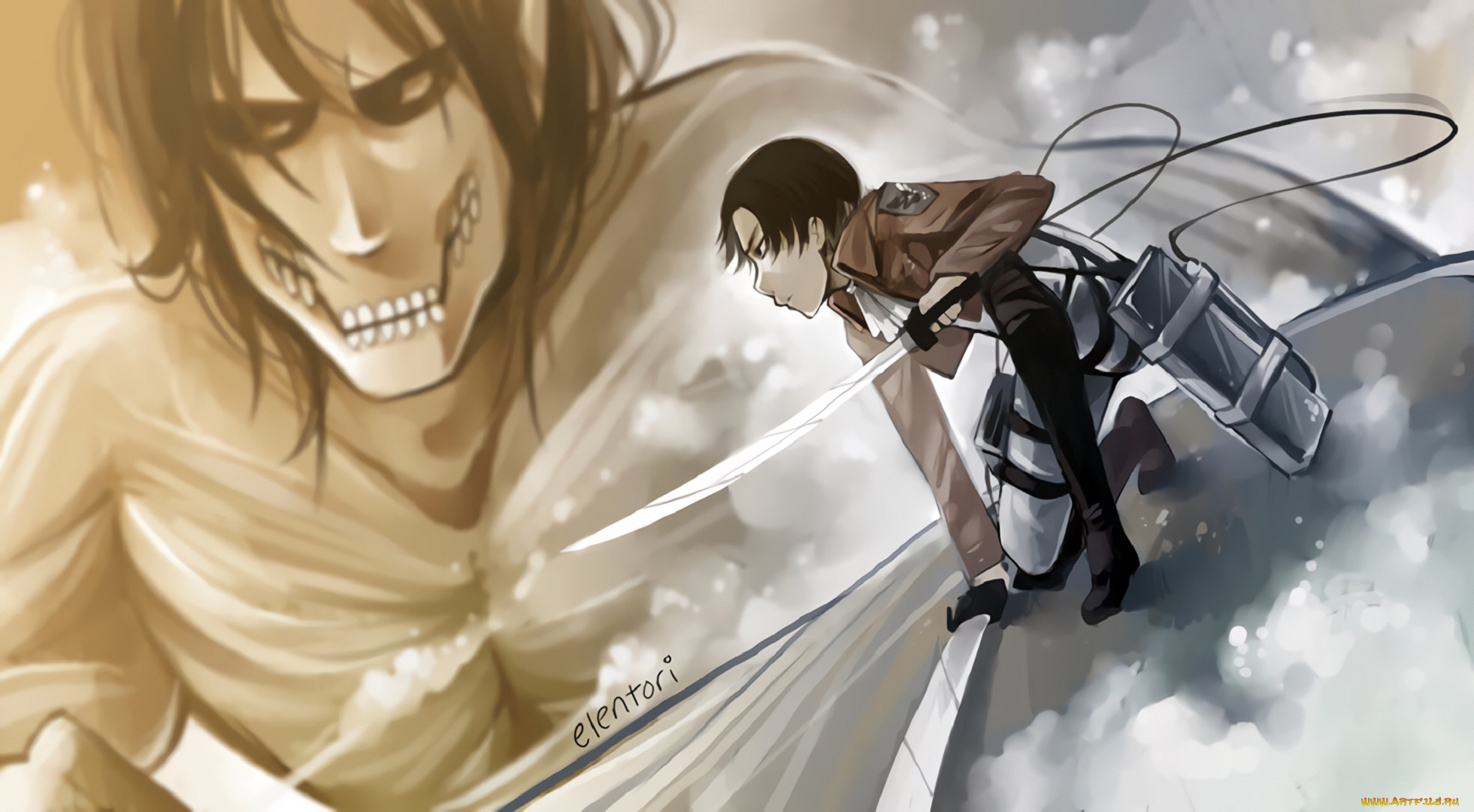 аниме, shingeki, no, kyojin, атака, титанов