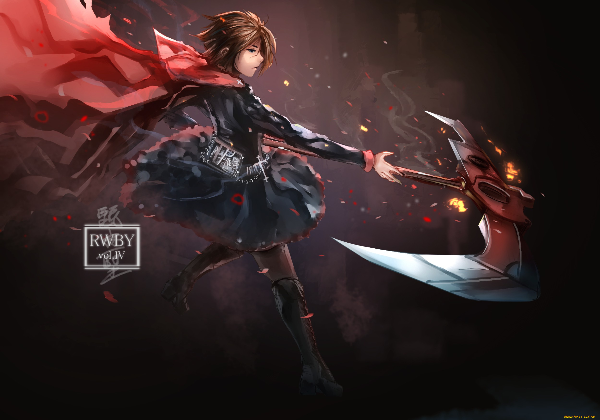 аниме, rwby, remnant, webserie, blade, anime, sickle, girl, brunette