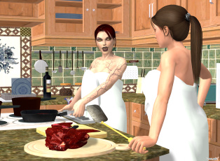 обоя 3д графика, люди , people, фон, взгляд, девушки