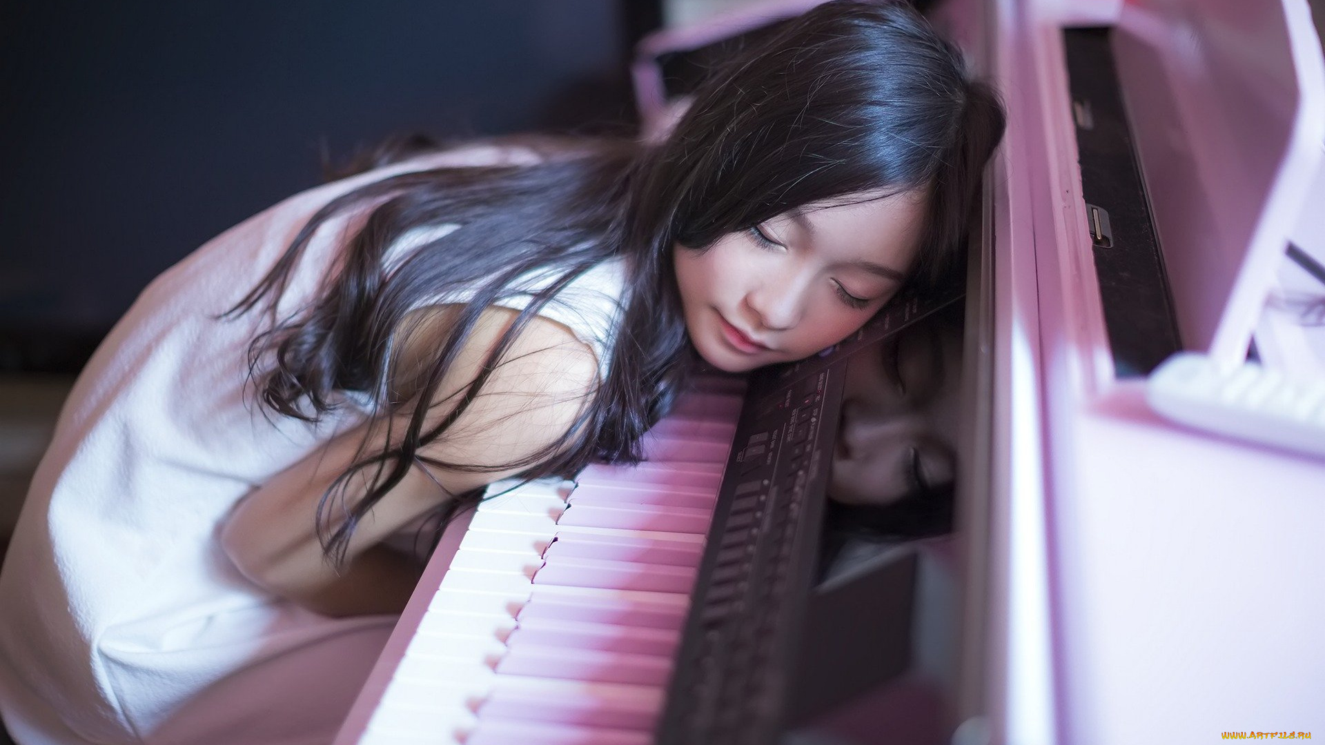 музыка, -другое, отдых, пианино, девушка