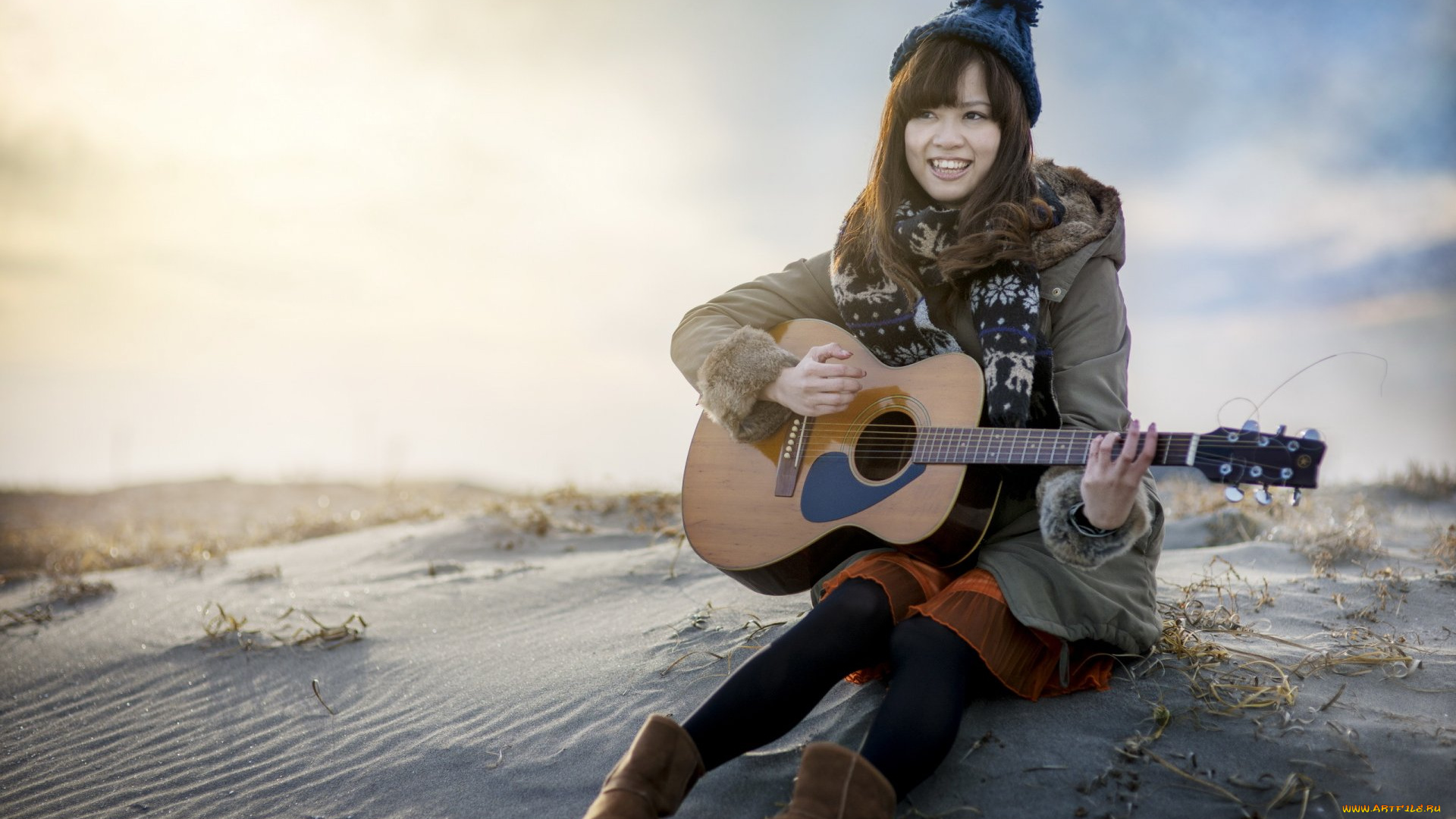 музыка, -другое, природа, гитара, девушка, азиатка