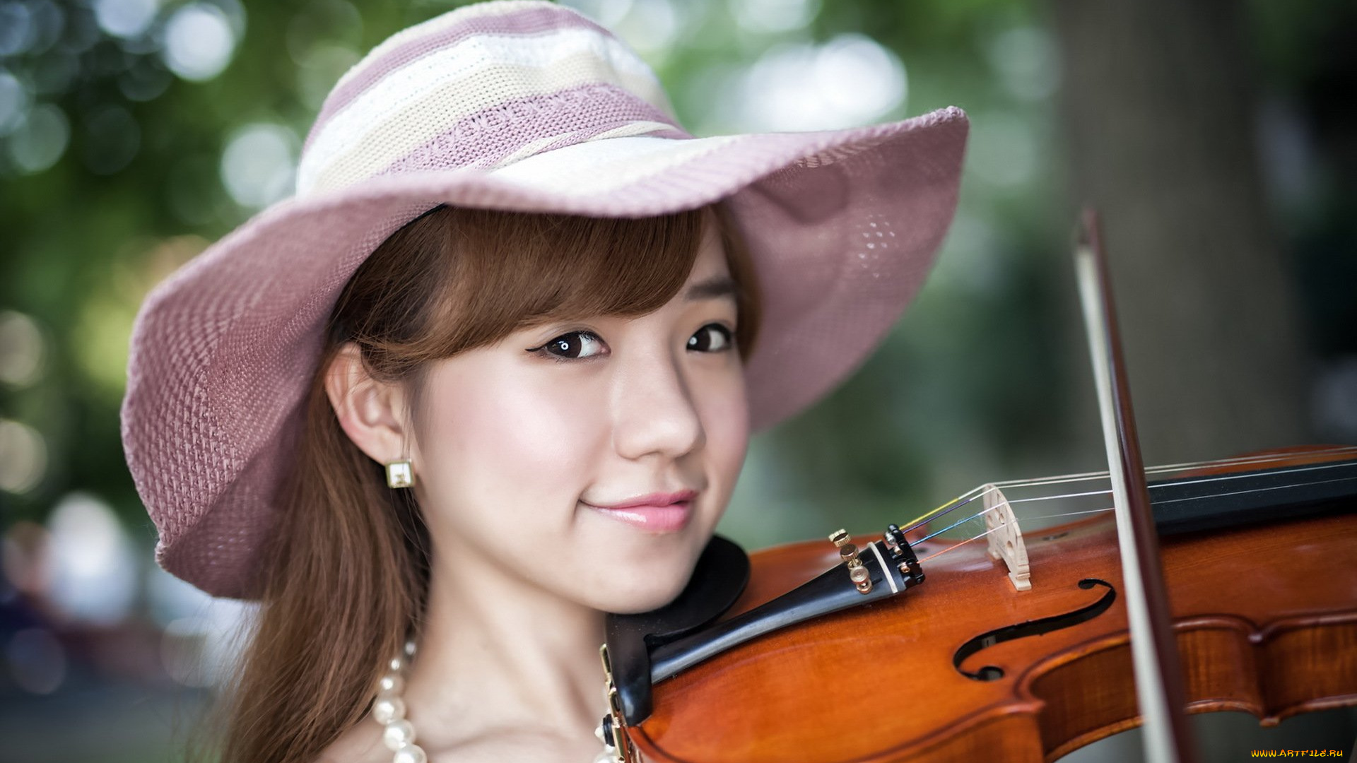 музыка, -другое, шляпа, скрипка, лицо, взгляд, девушка