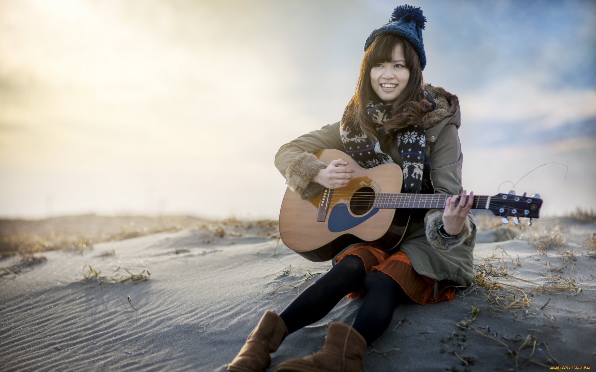 музыка, -другое, природа, гитара, девушка, азиатка