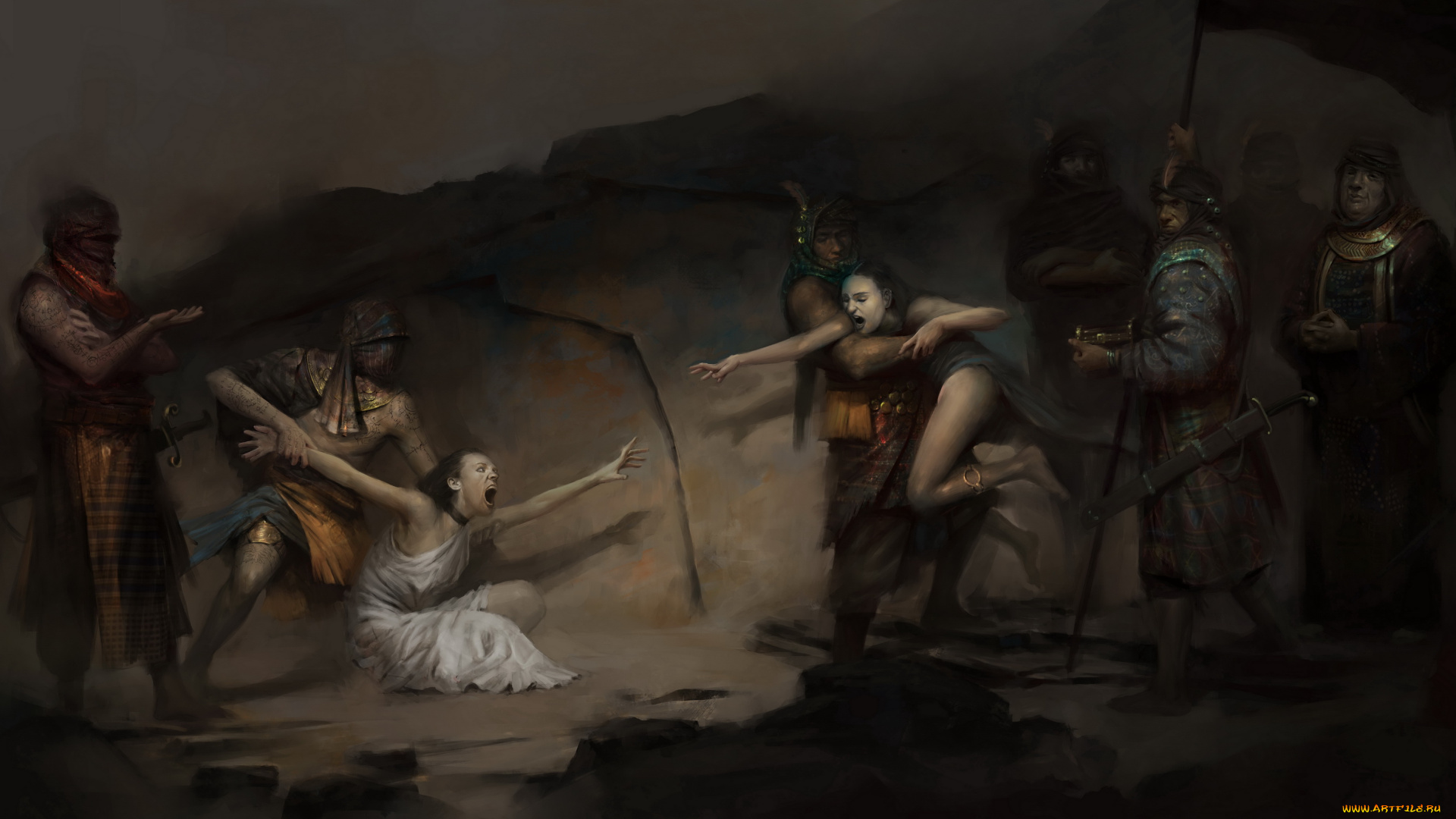 фэнтези, люди, униформа, девушки, мужчины, фон