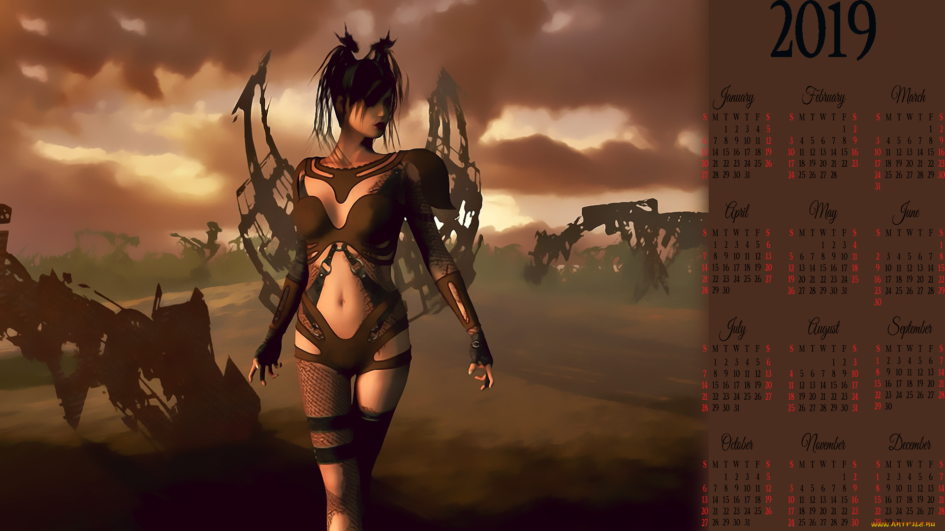 календари, 3д-графика, девушка