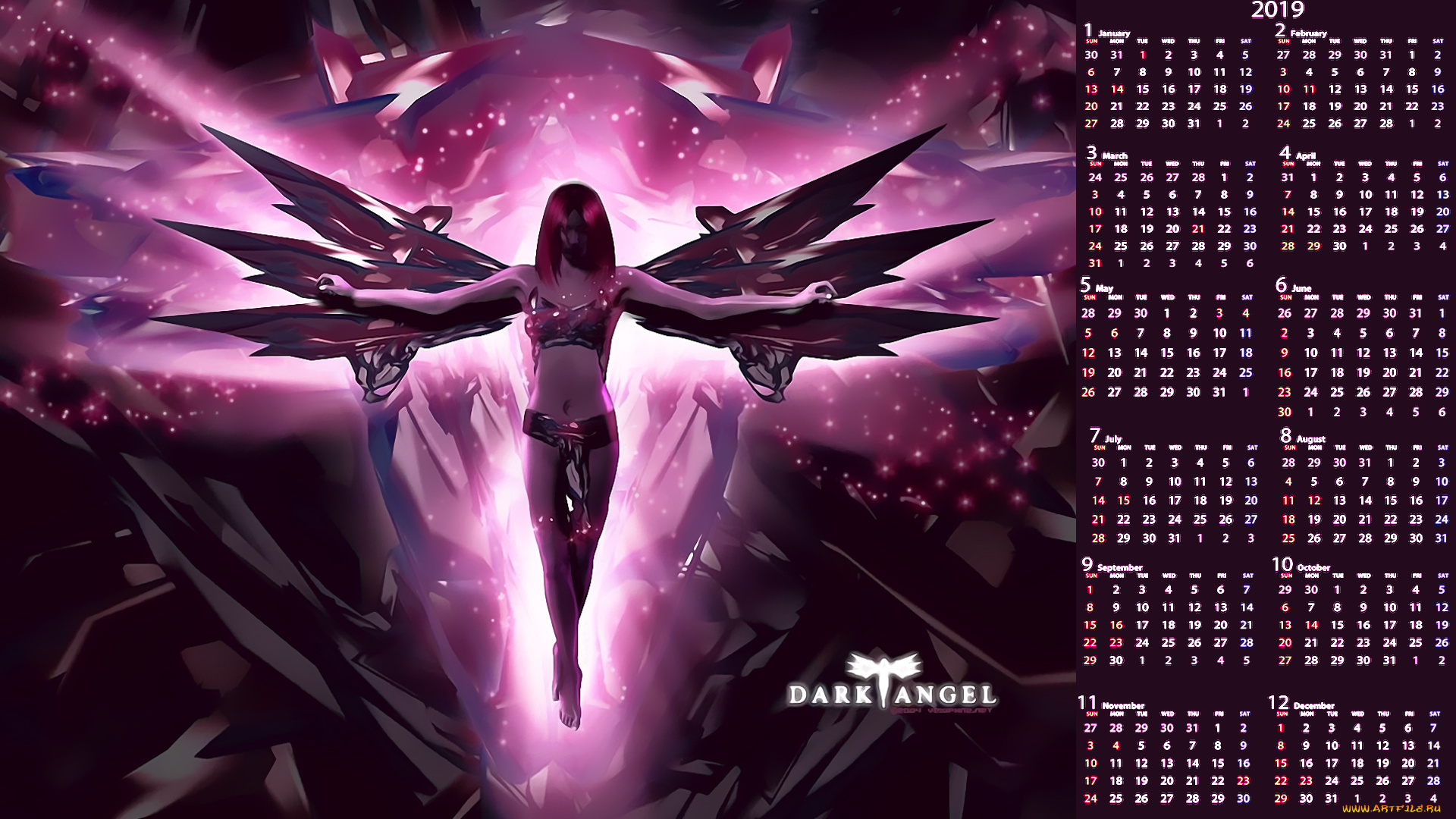 календари, фэнтези, calendar, девушка, крылья
