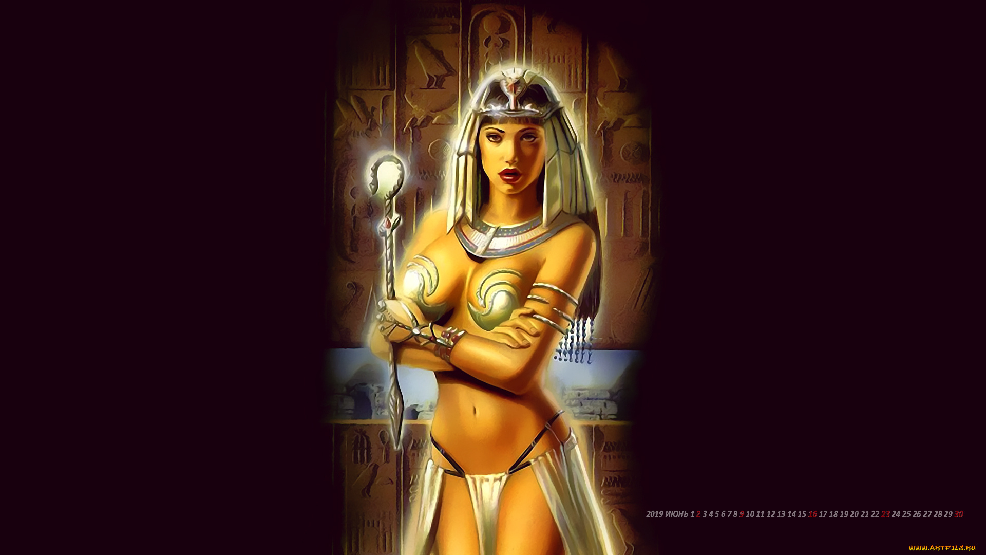 календари, фэнтези, calendar, клеопатра, жезл, жрица, девушка