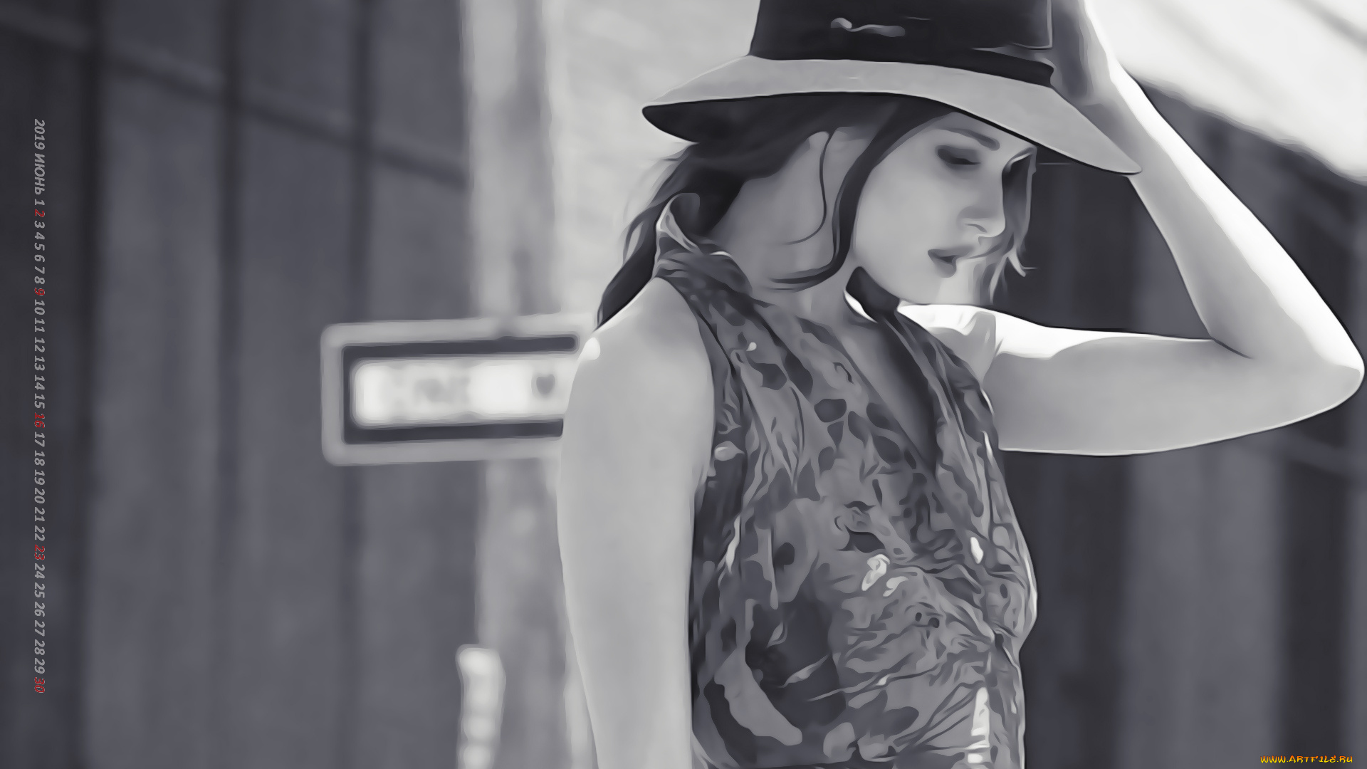 календари, компьютерный, дизайн, шляпа, профиль, девушка, calendar