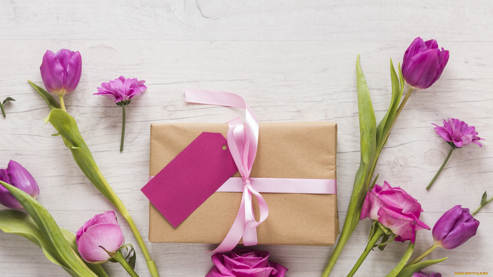 праздничные, подарки, и, коробочки, подарок, фон, цветы