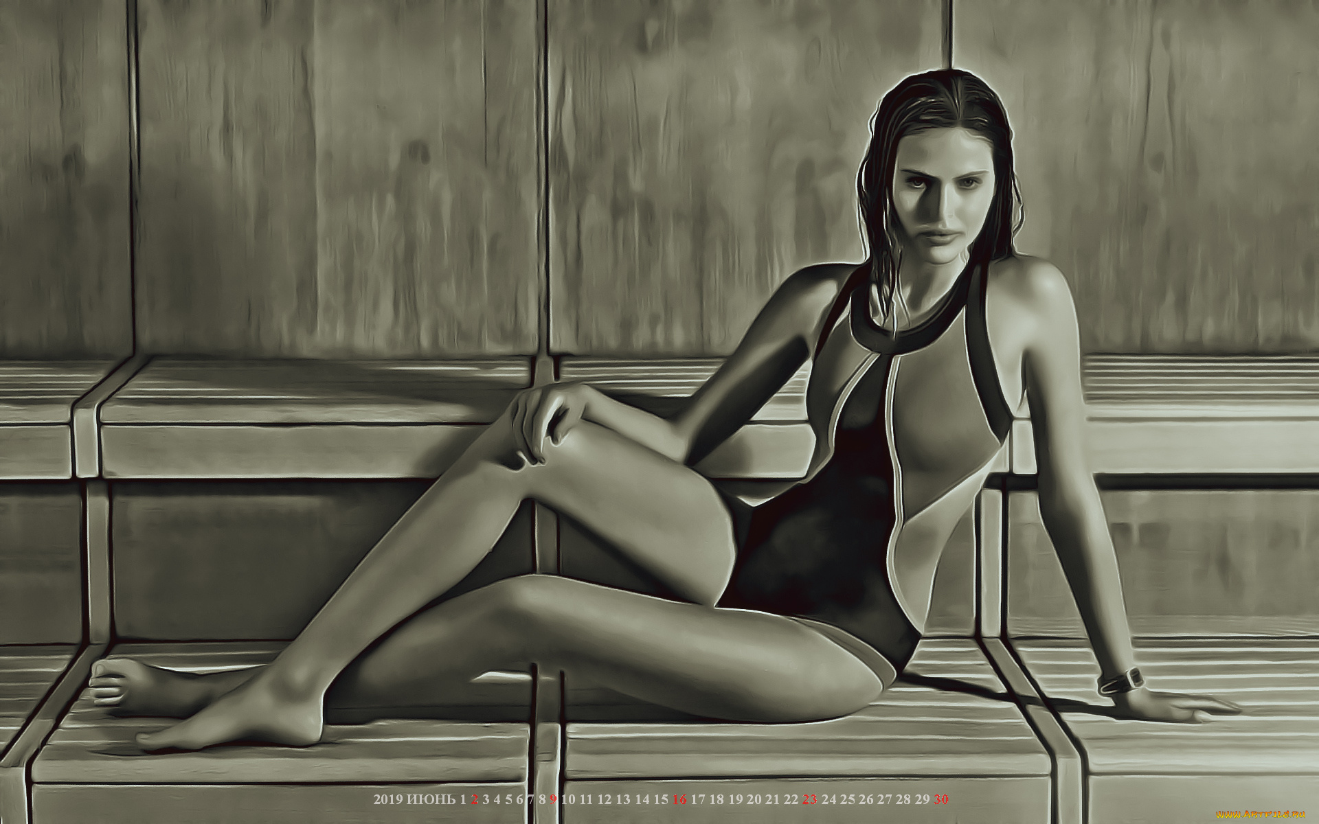 календари, компьютерный, дизайн, calendar, мокро, сидеть, поза, взгляд, девушка