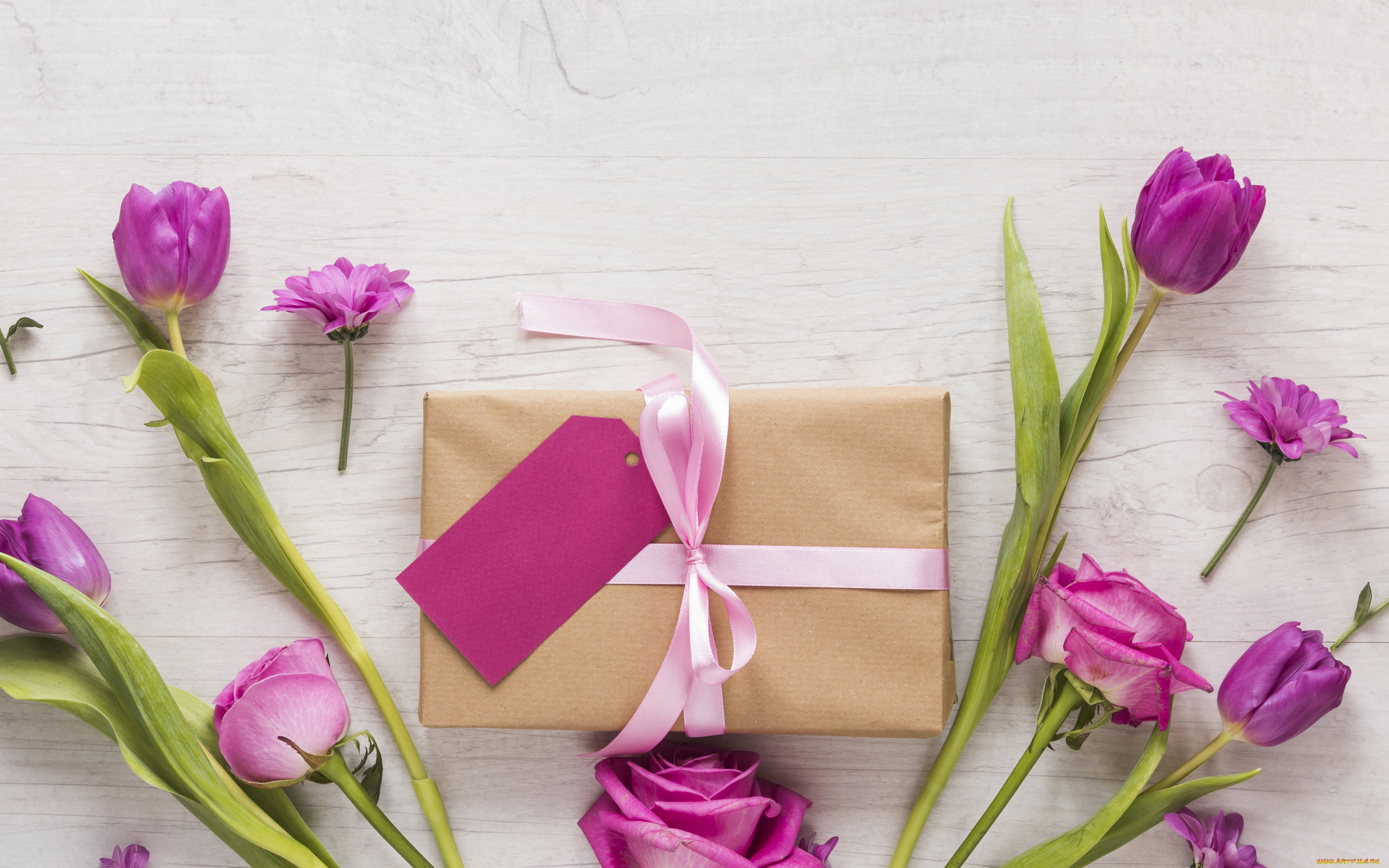праздничные, подарки, и, коробочки, подарок, фон, цветы