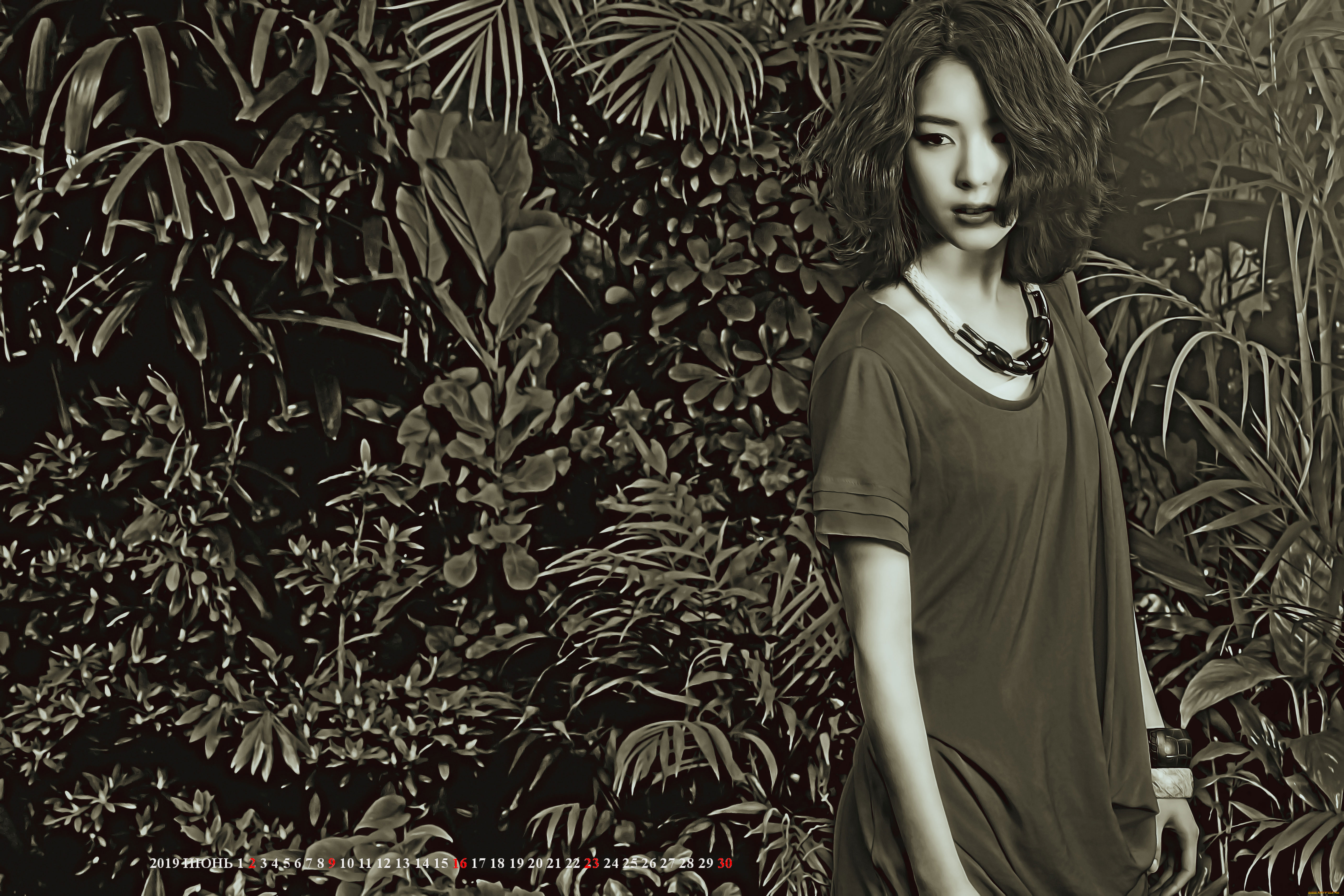 календари, компьютерный, дизайн, бусы, украшение, calendar, природа, бижутерия, девушка, азиатка, растение